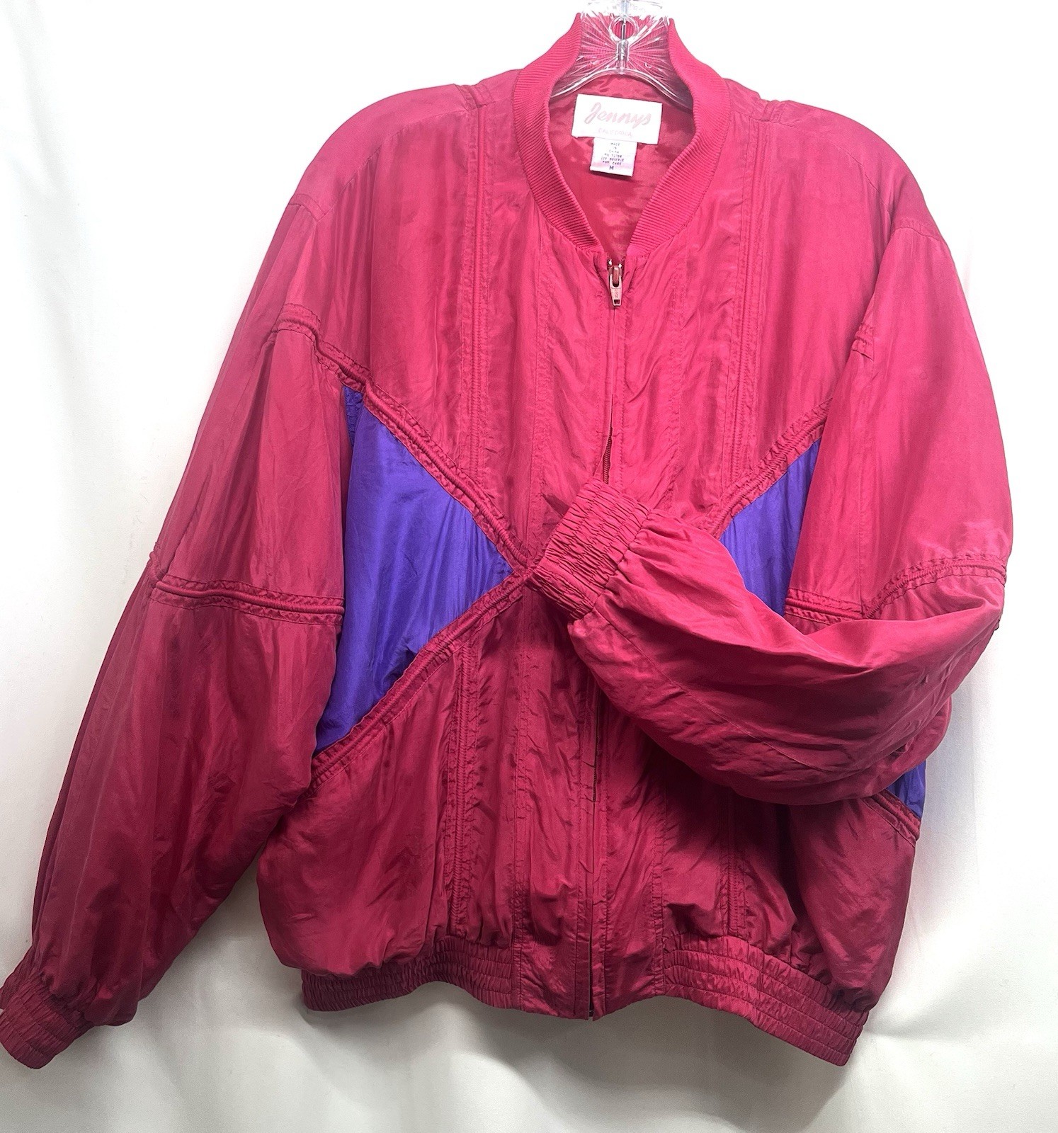 100% Silk Windbreaker Pink And Purple Vtg Jenny’s Size Medium