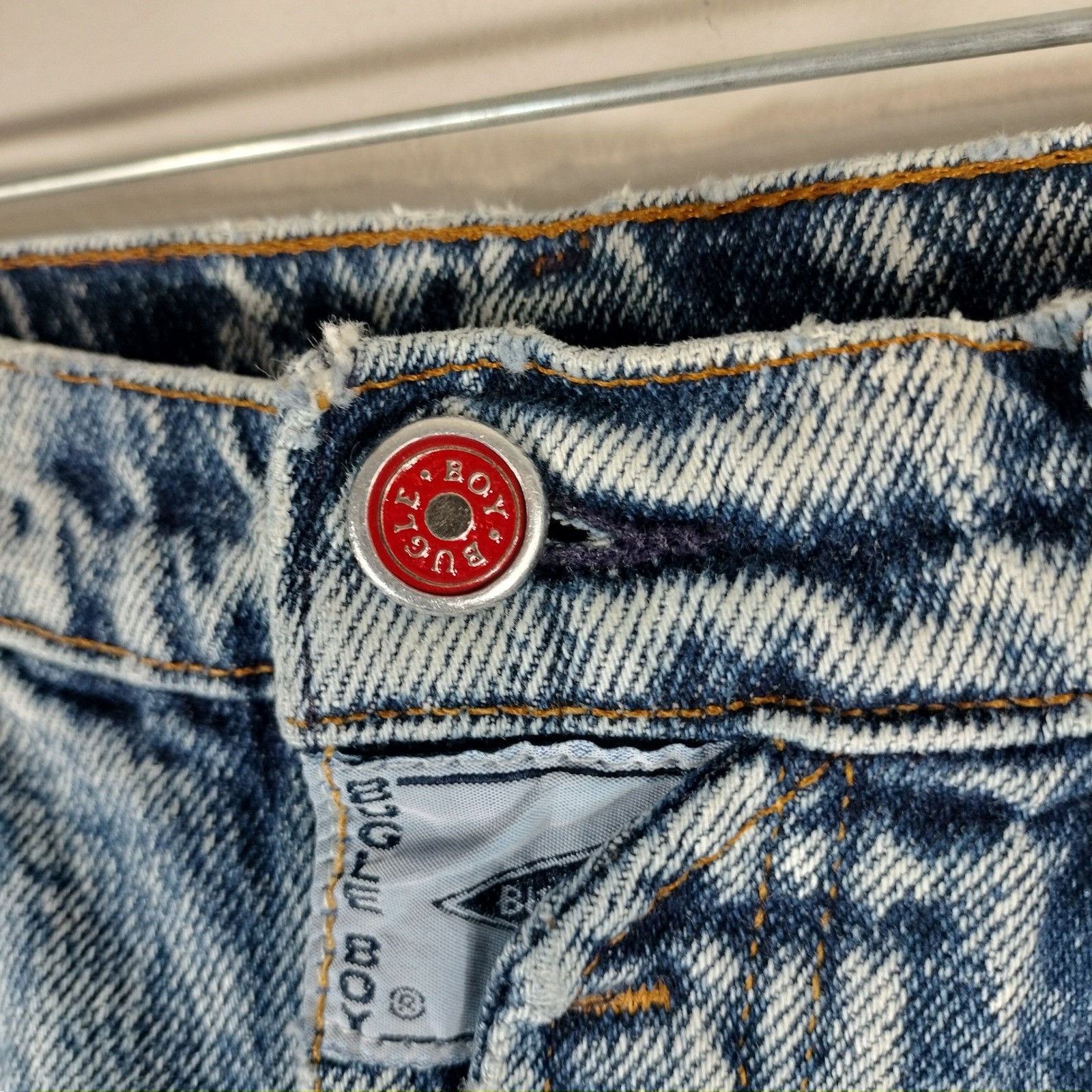 Vintage 90s Bugle Boy High Waisted Acid Wash Denim Cut Off Shorts 28 Waist