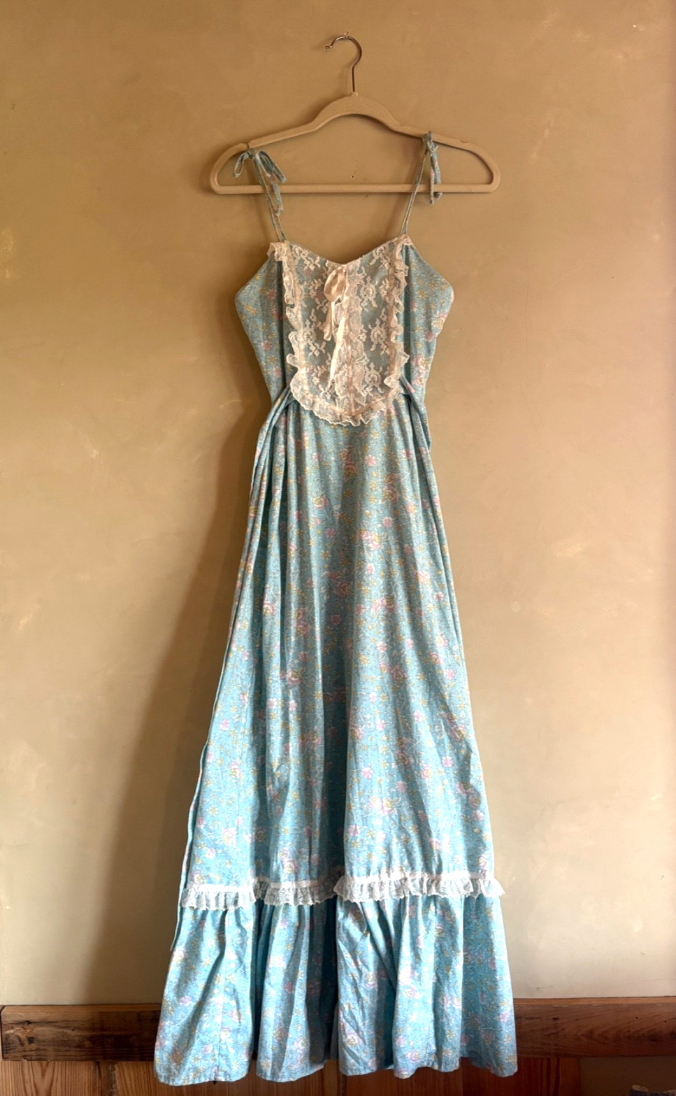 Vintage Handmade blue french country dress size S Cottagecore