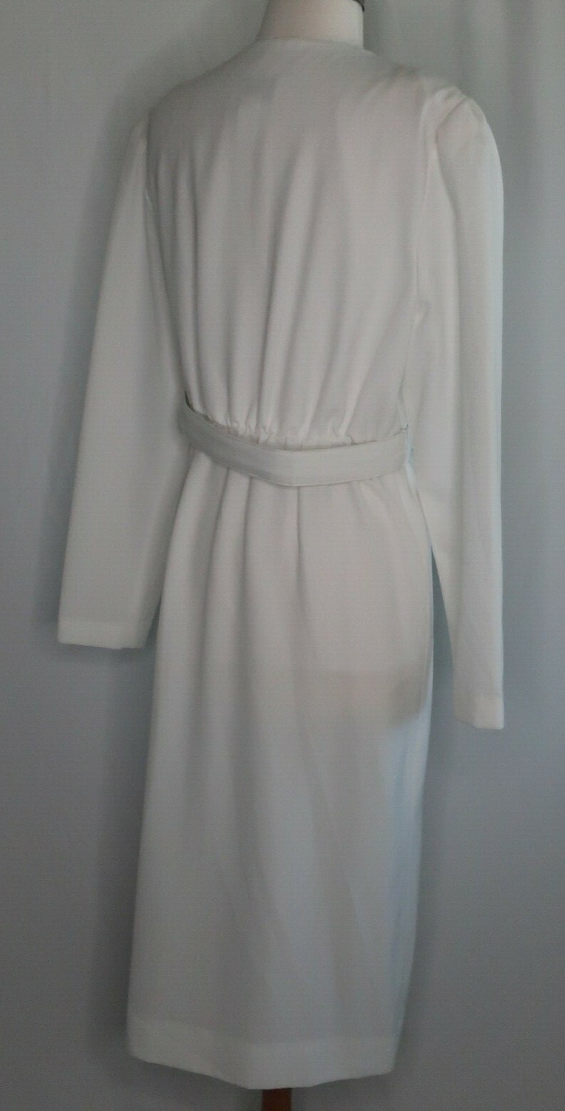 VTG 60s 70s Henry Lee ILGWU Solid White Career Secretary Geek Belted Dress Sz 14
