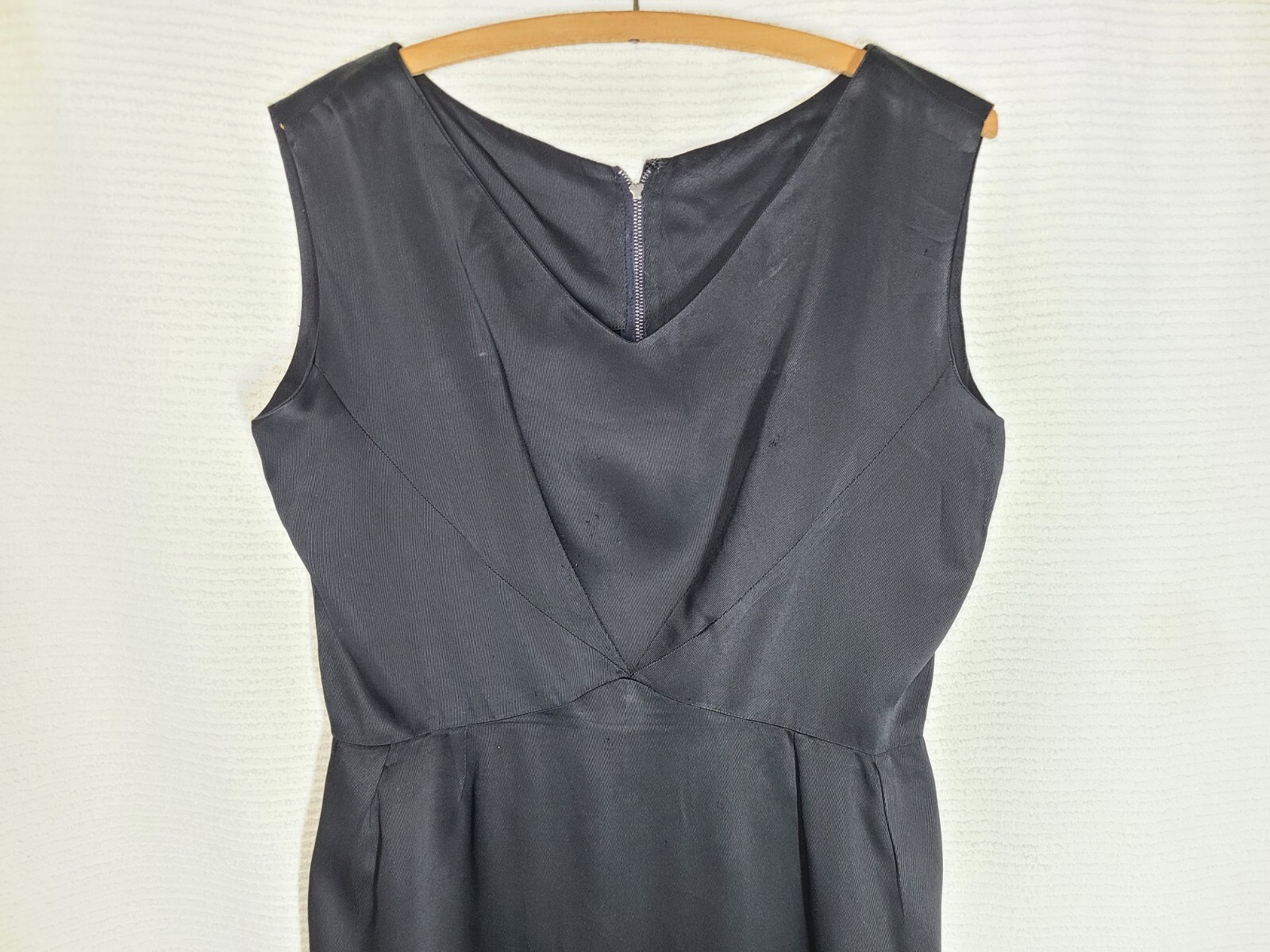 Vtg Black Party Dress 50s 60s Cross Princess Seam M L Pinup VLV LBD Couture