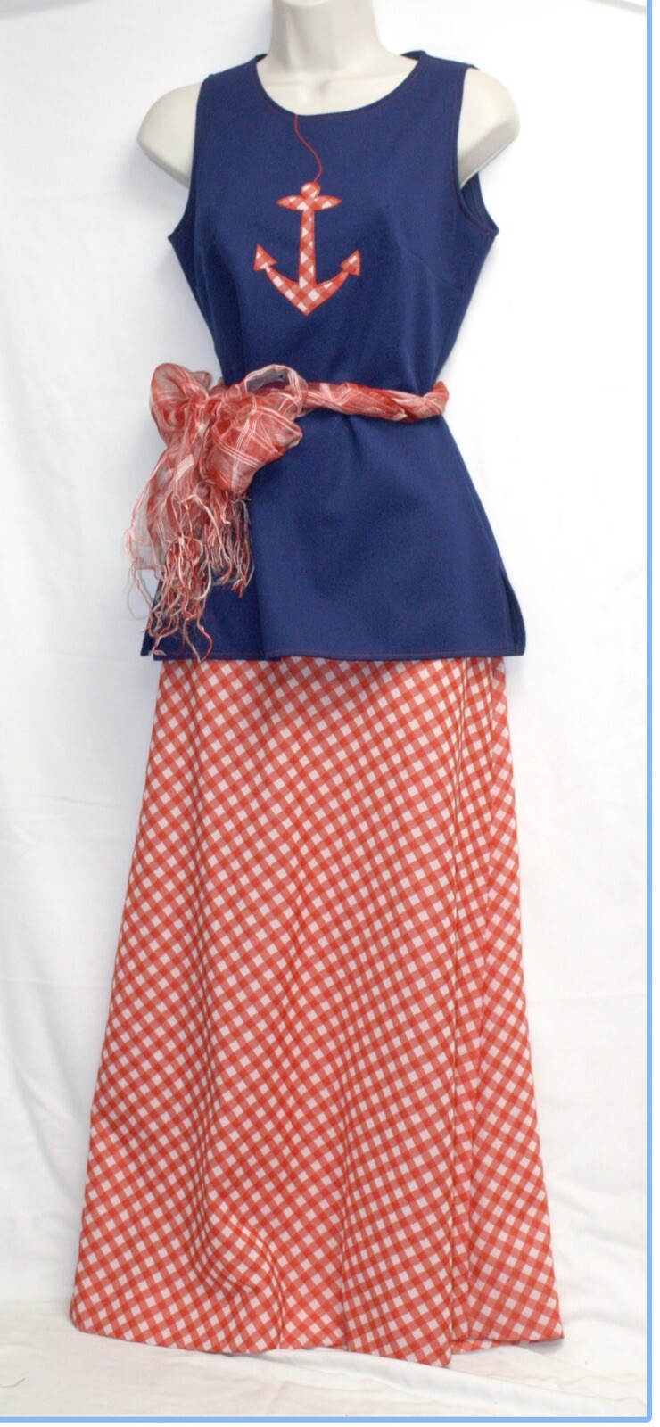VTG 70’s Oak hall By Fairfield Skirt & Top Anchor Sailor Jerry Sz 10