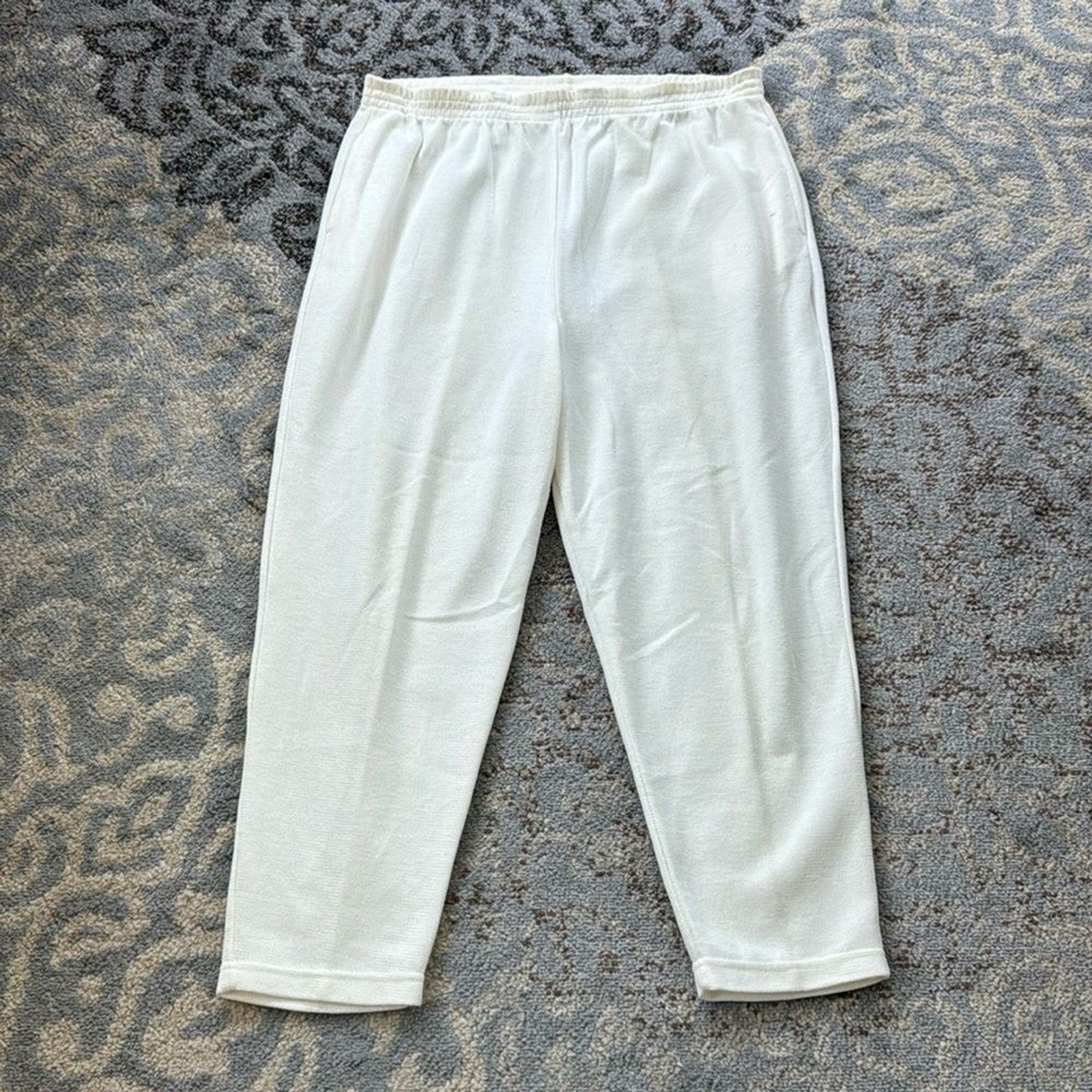 Vintage Basic Editions Relaxed Fit Elastic Waist Pants White XL