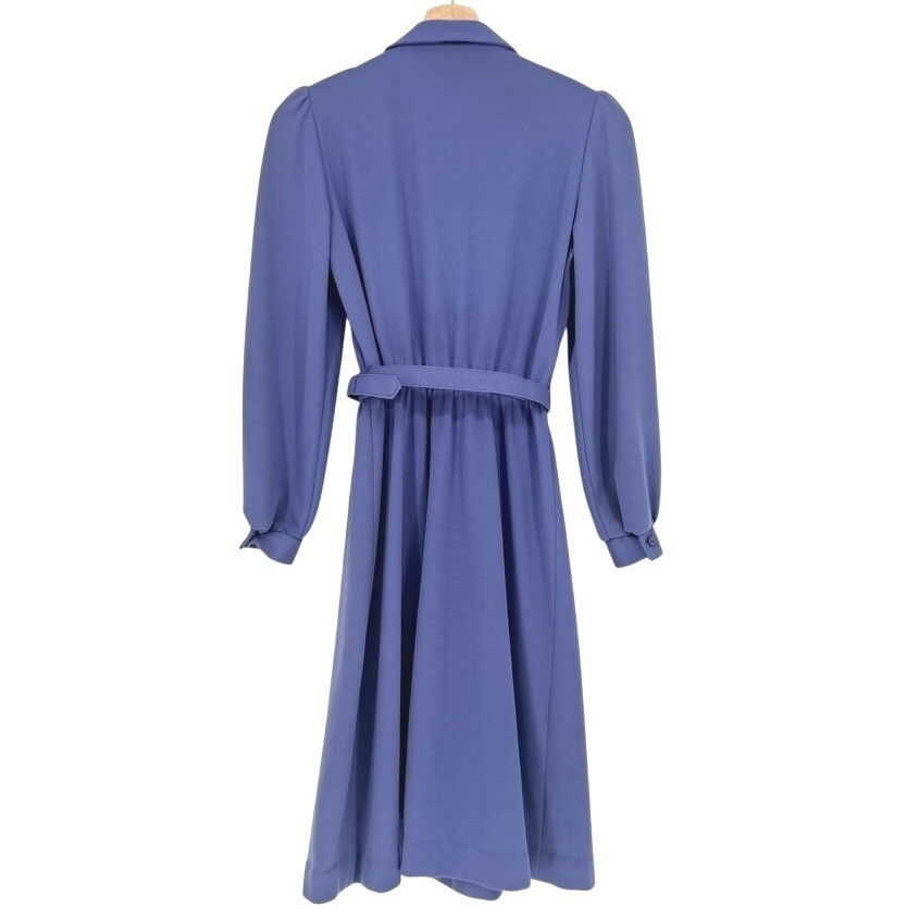 Vintage 60s Blue Peter Pan Collar Belted Secretary Dress 6 Union Label Twee Mod