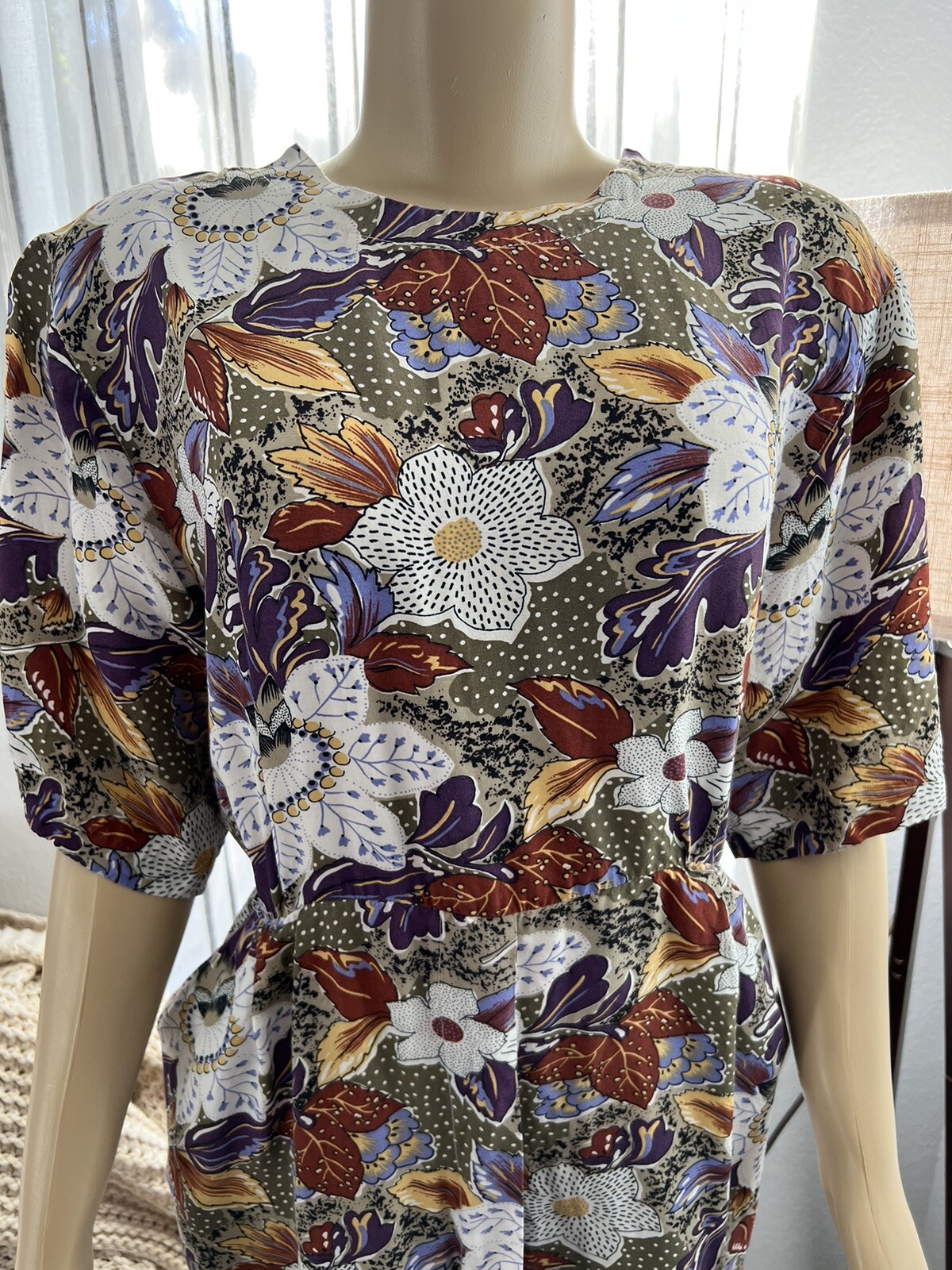 Vintage Floral Short Sleeve Pencil Dress Plus Size 18 Lorac Original Lady Carol