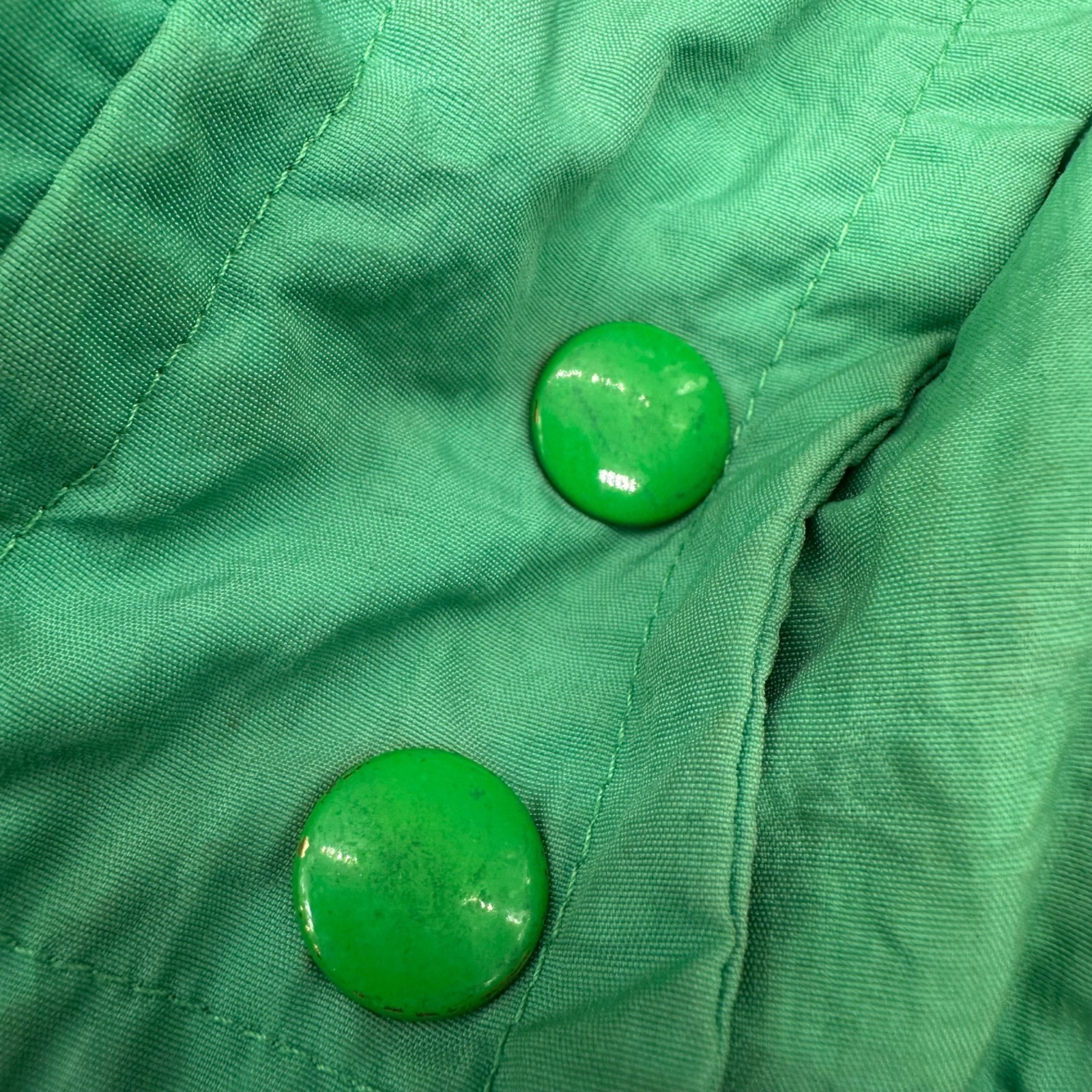 Vintage Green Puffer Coat Jacket Womens Medium 1990s Mixed Blues Nylon Down