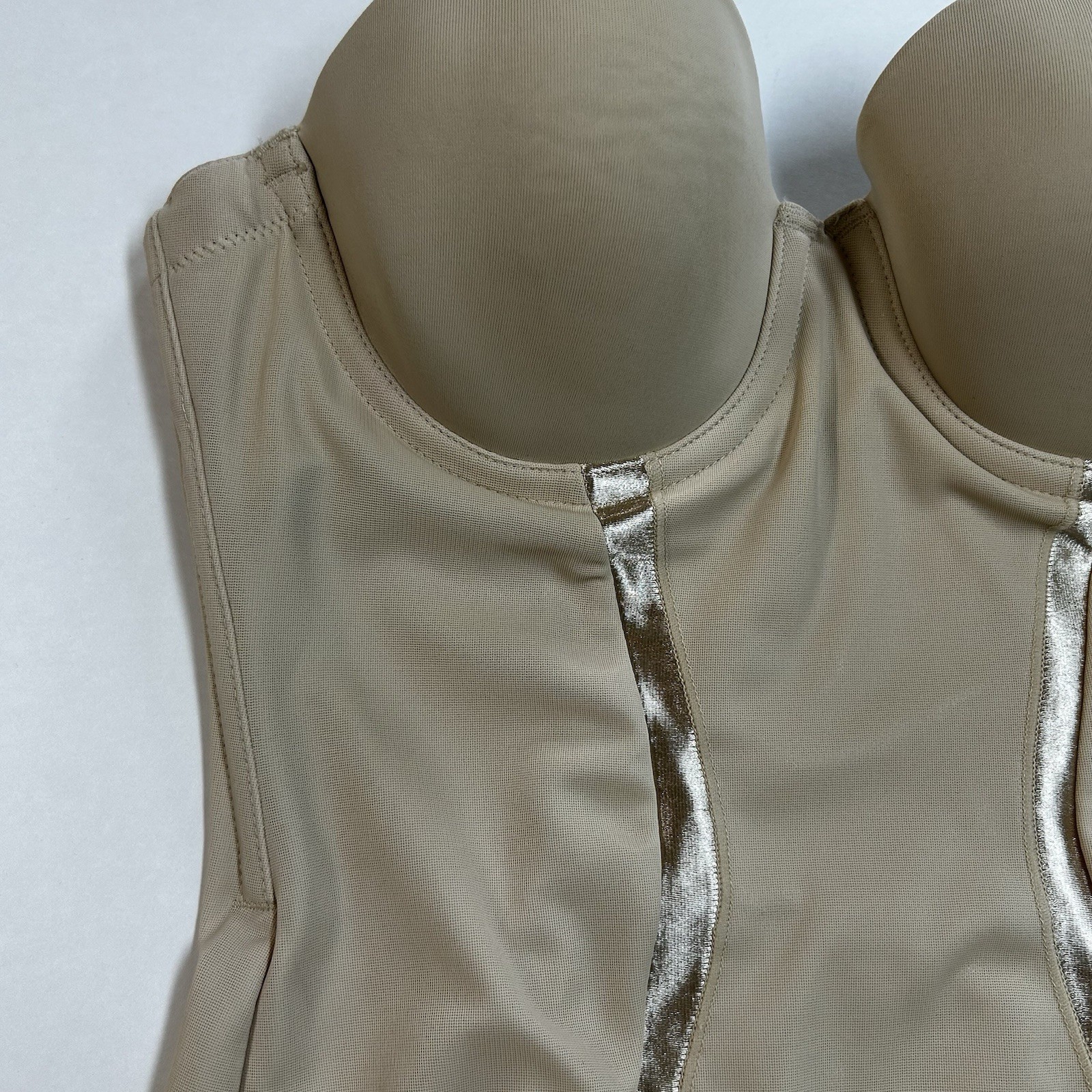 Maidenform 34B Beige Strapless Shaper Slip With Attached Bodysuit Panty