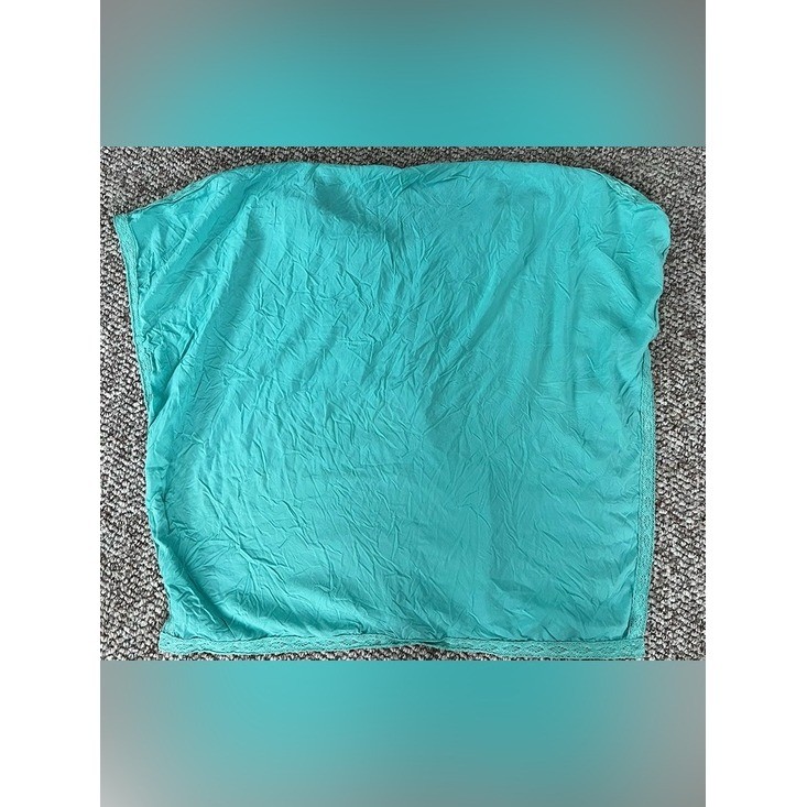 FMC Teal Crochet Lace Trim V-Neck Dolman Sleeve Blouse Top XL
