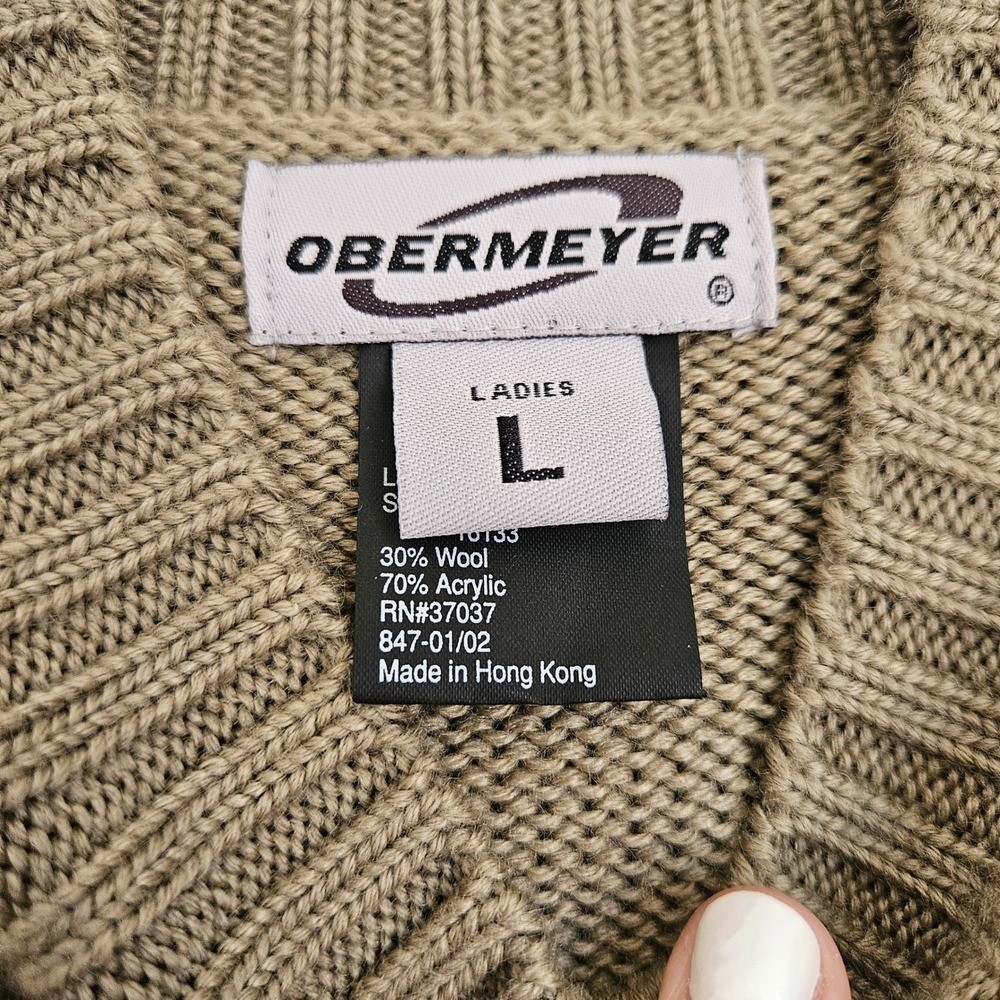 Vintage Obermeyer Ski Sweater Reindeer Knit Wool Blend Mock Neck Nordic Womens L