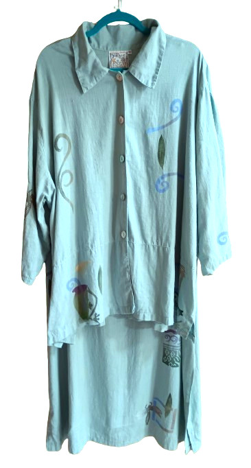 VTG PLAY ALEGRE Plus Size Linen Art To Wear Hand Painted Maxi Dress & Jacket -3G