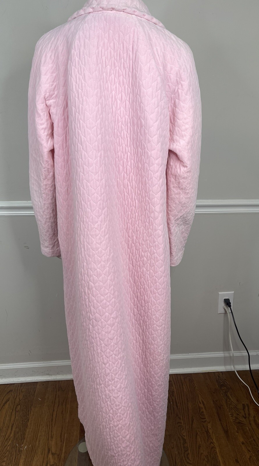 ARIEL Quilted Robe House Coat pink Women’s Size large Vintage 3/4 zip pockets