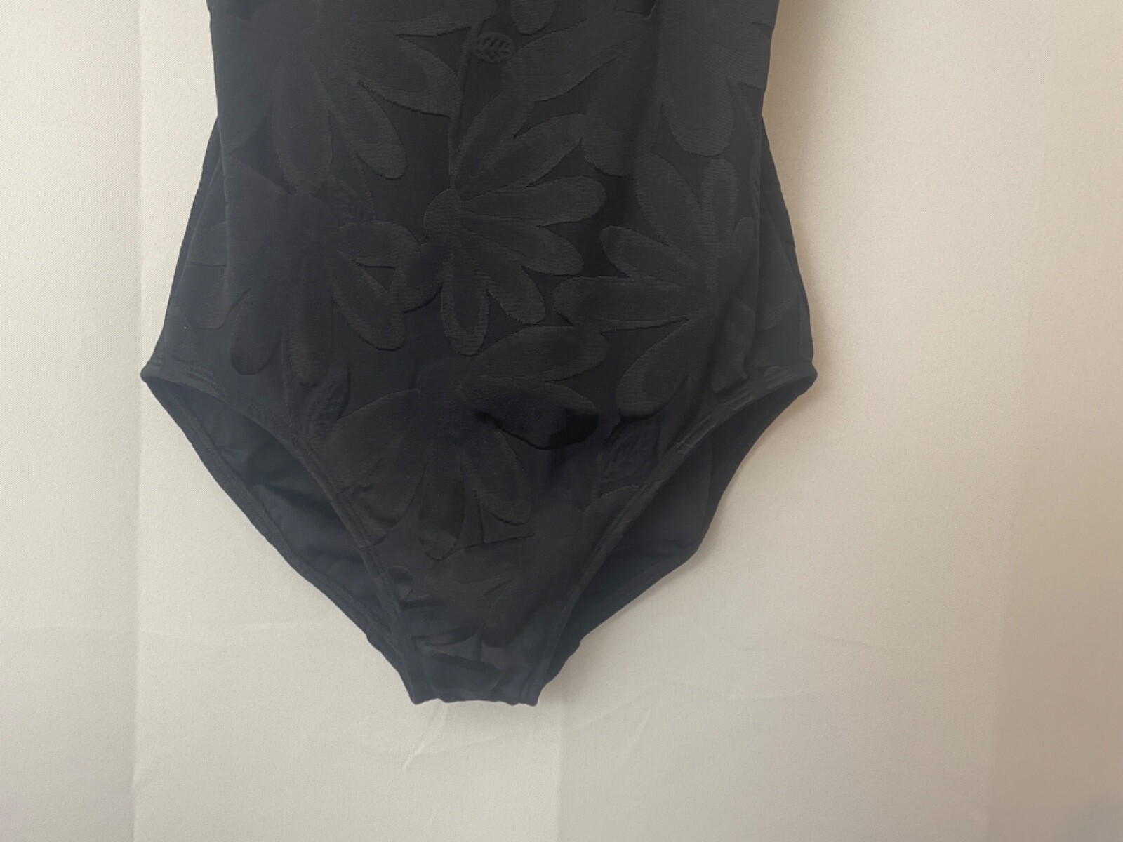 Swim Bathing Suit Maillot Black 1990s Vintage Supermodel Floral Minimalist 10 M