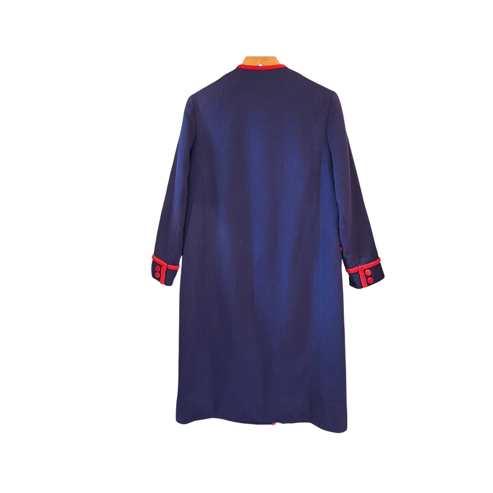 Vintage 60s L’Empereur Paris Bonwit Teller Wool Coat France Navy Red Sz 14