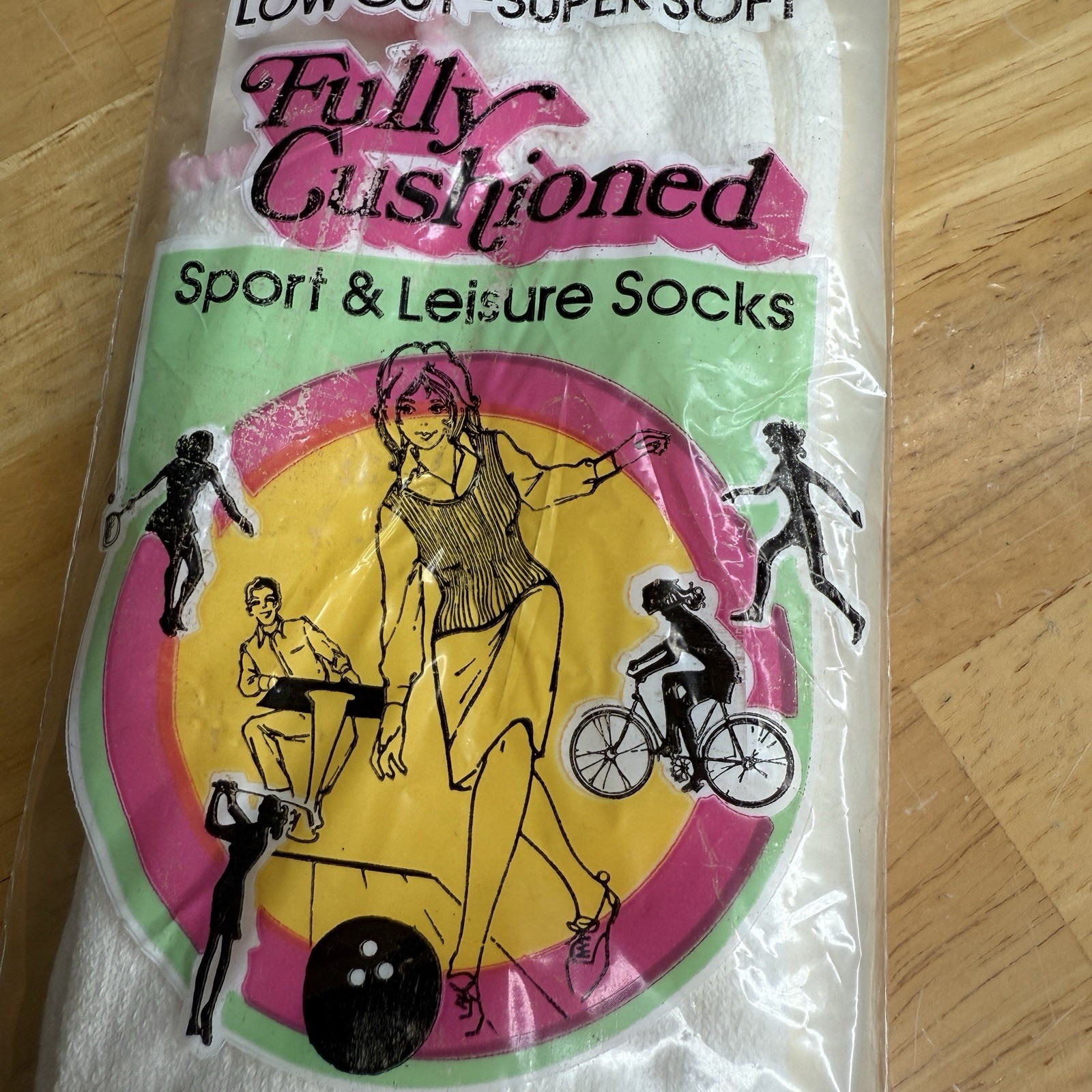 VTG Pom Pom Ankle Socks With Pink Pom Poms 9-11 NIP NOS Golf Tennis Read