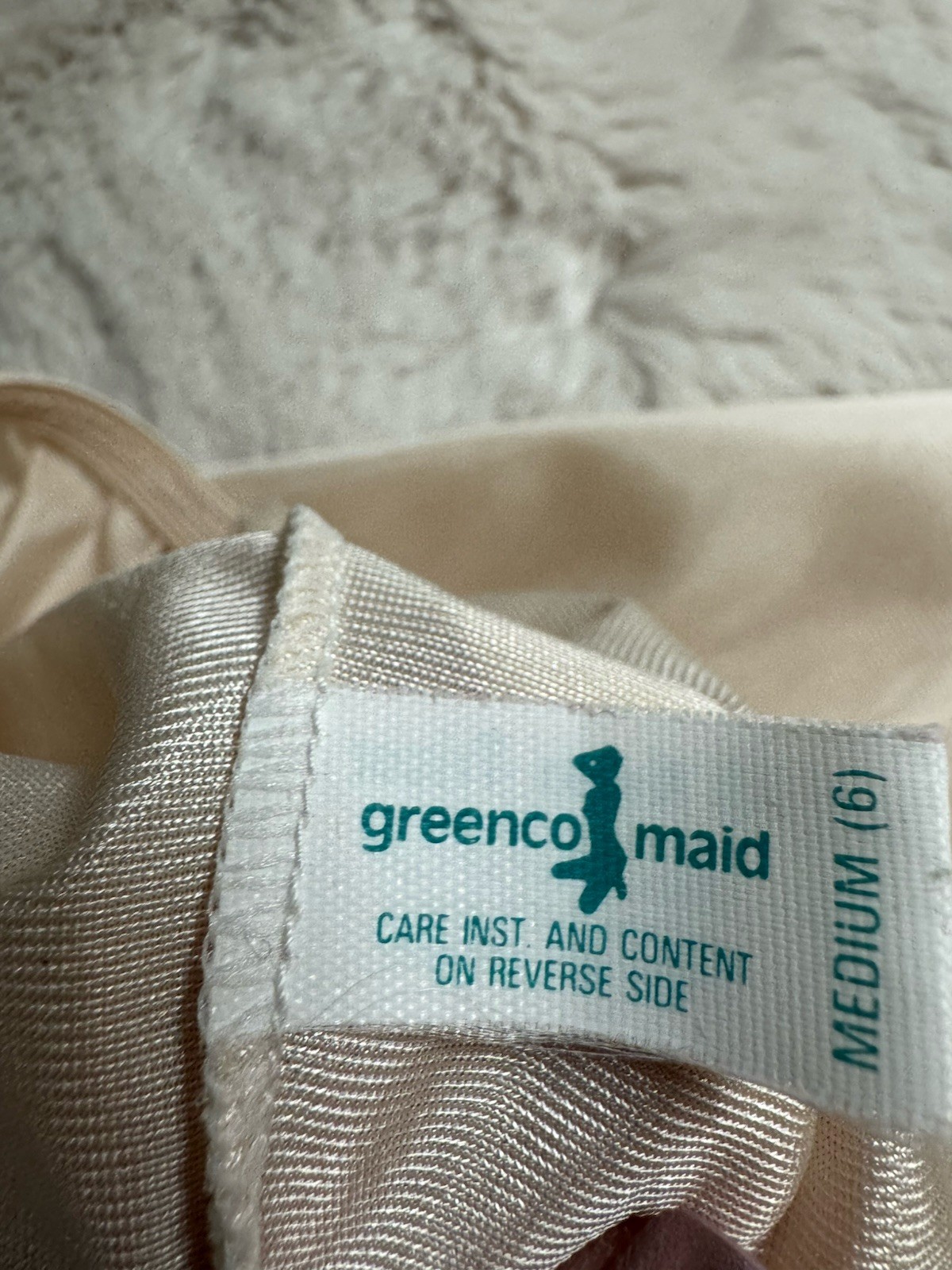Greenco Maid Beige Half Slip M Vintage Women Lace Trim Hem Lingerie