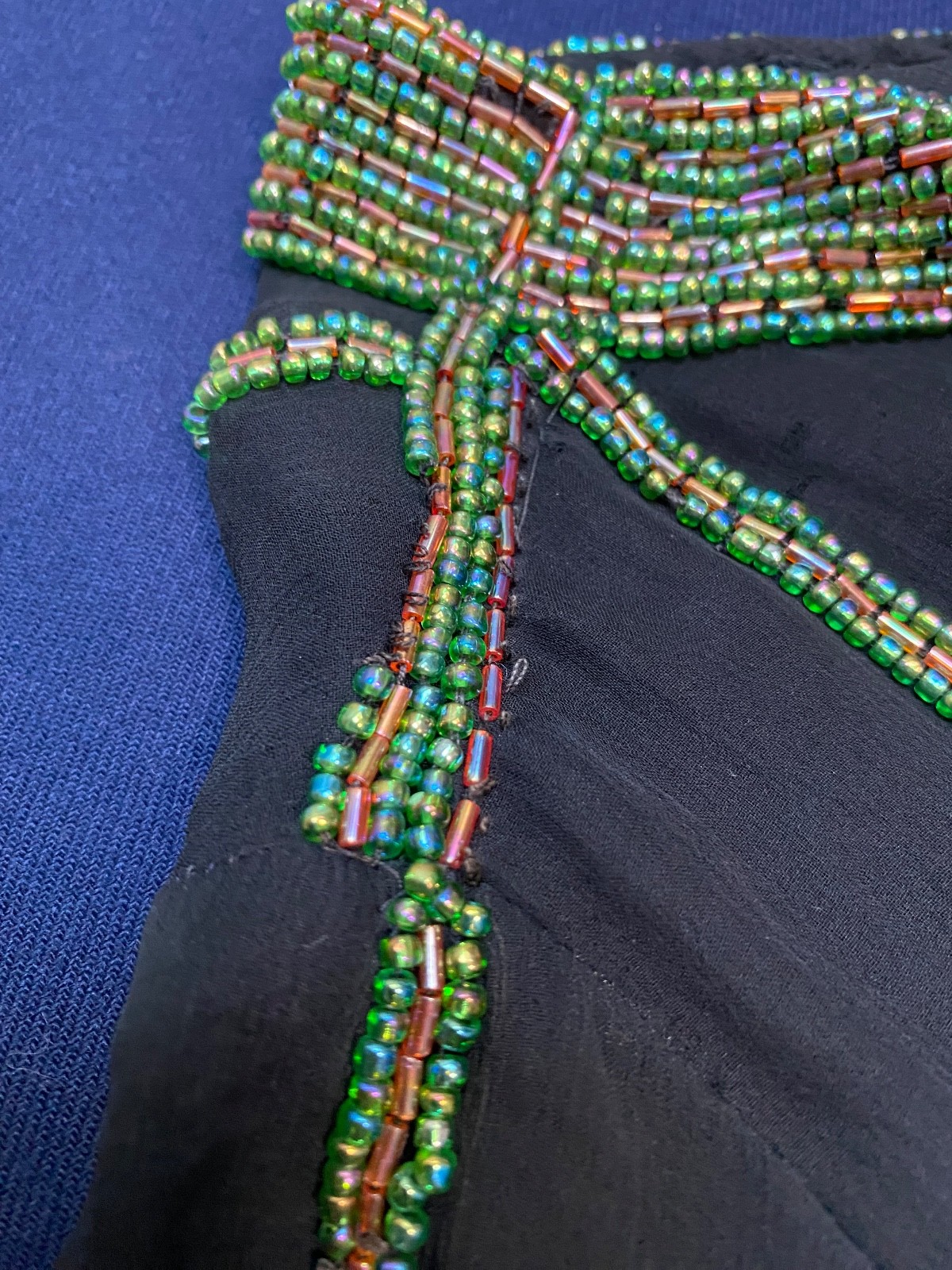 VTG 70s Nieman Marcus Judith Ann Creations SM 100% Silk Beaded Top Deco Gatsby