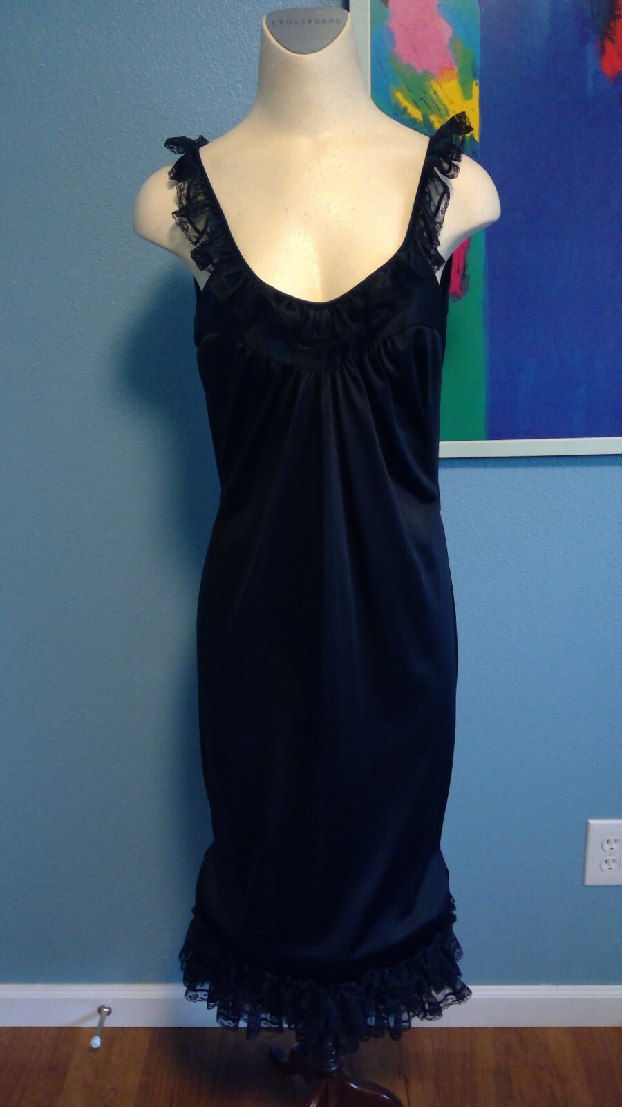 Vintage 60’s Jer Marai Black Nightie w/Ruffles and Lace „36”