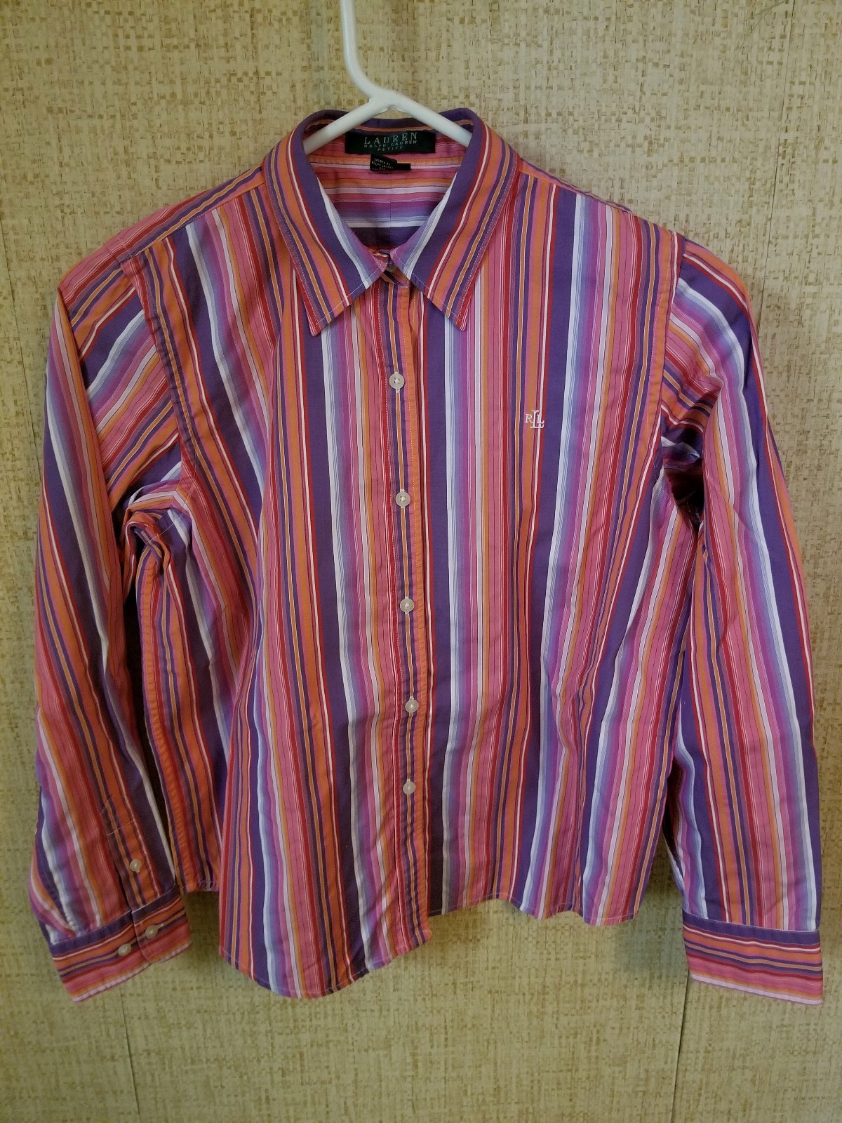 Vintage Womens Polo Ralph Lauren Button Up Dress Shirt Petite Medium