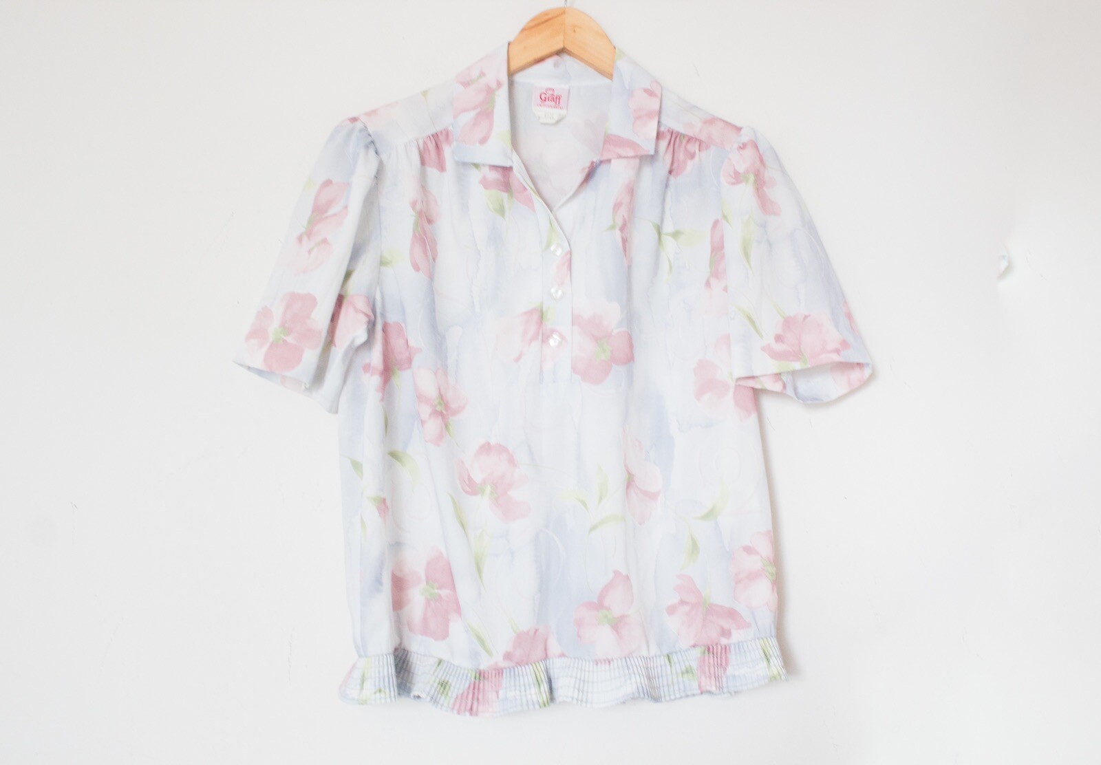 Graff Californiawear | Vintage 70’s Floral Cottage Short Sleeve Blouse | Size 8