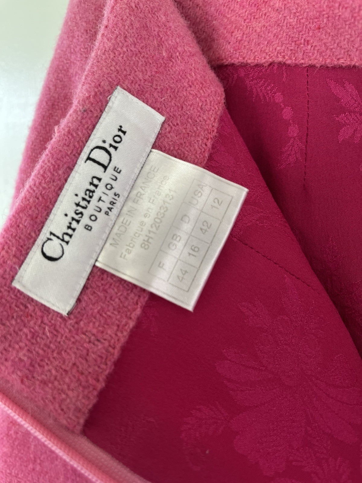 Christian Dior Vintage 1998 John Galliano Pink Wool Skirt Rose Floral Silk