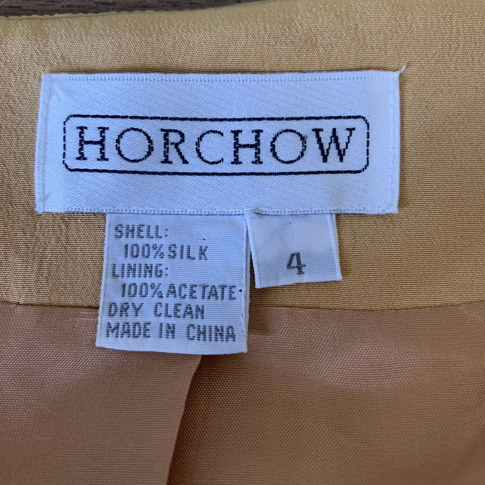 Horchow Blazer Womens Size 4 100% Silk Fully Lined One Button Faux Pockets LS