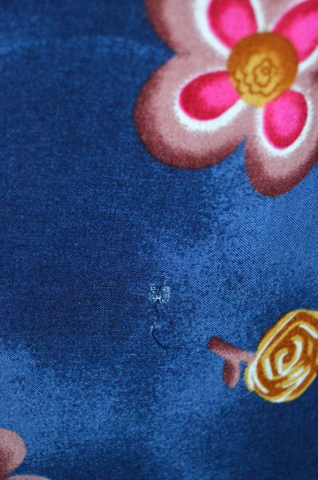Vintage MAYETTE Blue Muumuu House Dress with Eyelet Accent LARGE