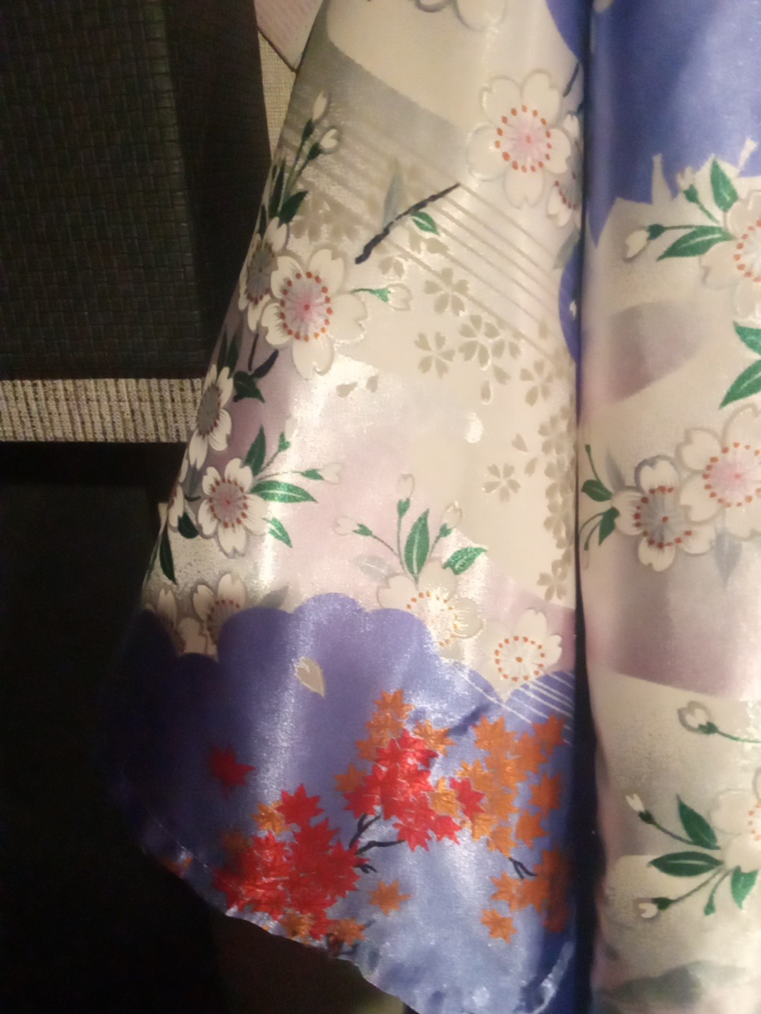 Kimono Robe Floral Large+Multicolor Loungewear Wrap-Around Polyester Japan Sz 42