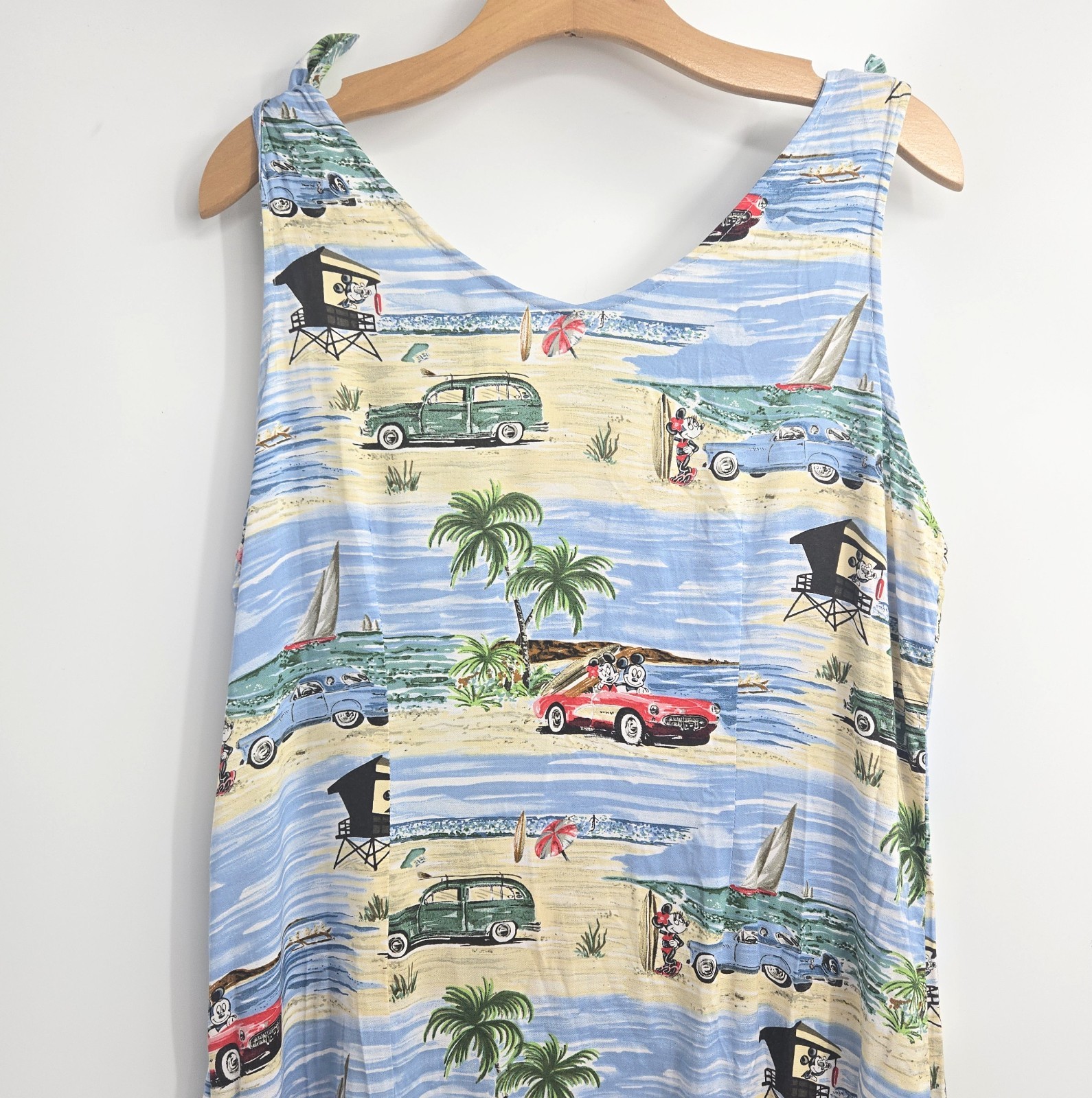Disney Catalog Dress Size Large Maxi Classic Car Hawaiian Beach Mickey Minnie