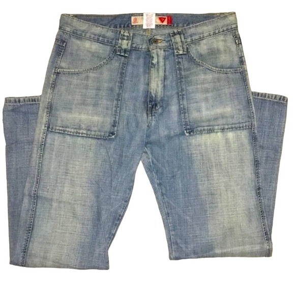 Guess VTG Jeans Utility Cargo Style Light Wash Denim Pants 36×30