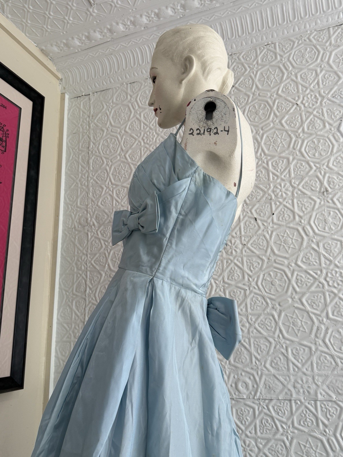 vintage 1950s gown baby blue taffeta bridesmaid prom small xs prom dress bridal