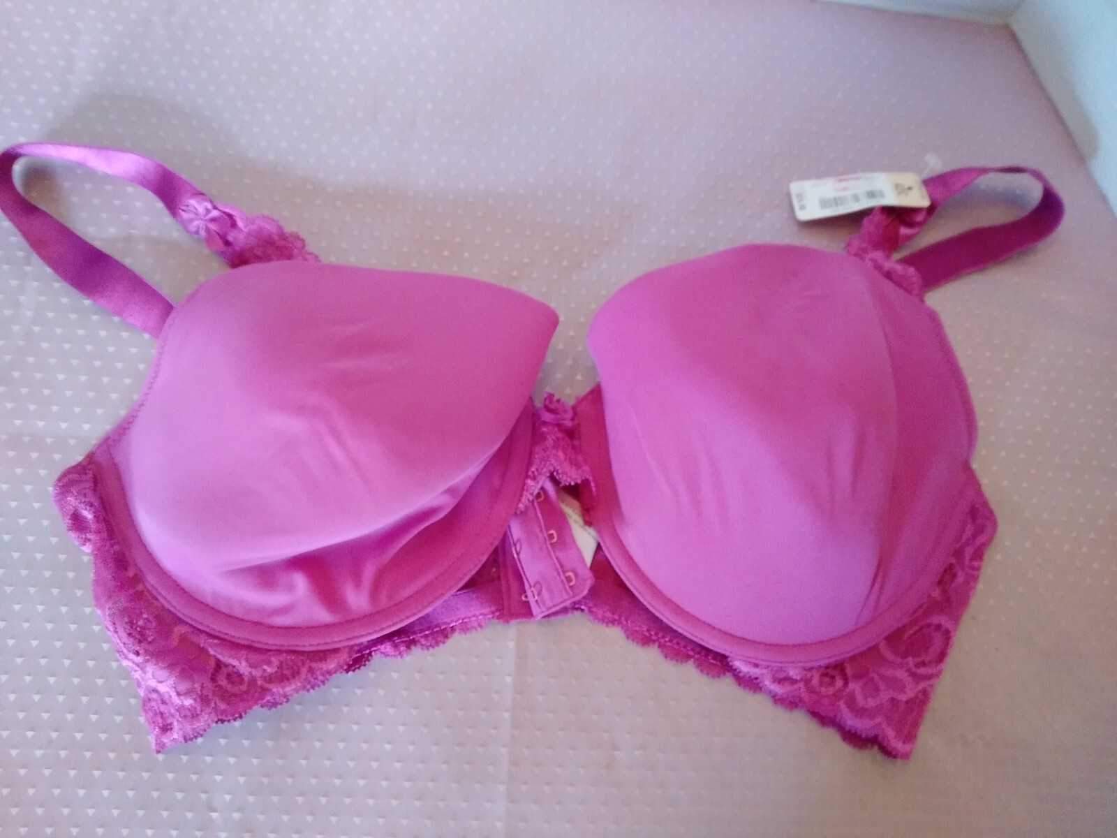 Bra NWT Vintage JC Penney Delicates SZ 42C Raspberry Pink Lace Detail 1 1935