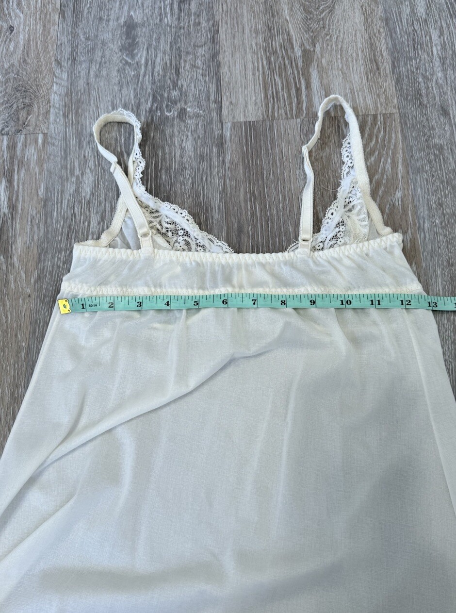 Vintage OLGA Off White Nightgown Embroidered Mesh and Lace Size 34C