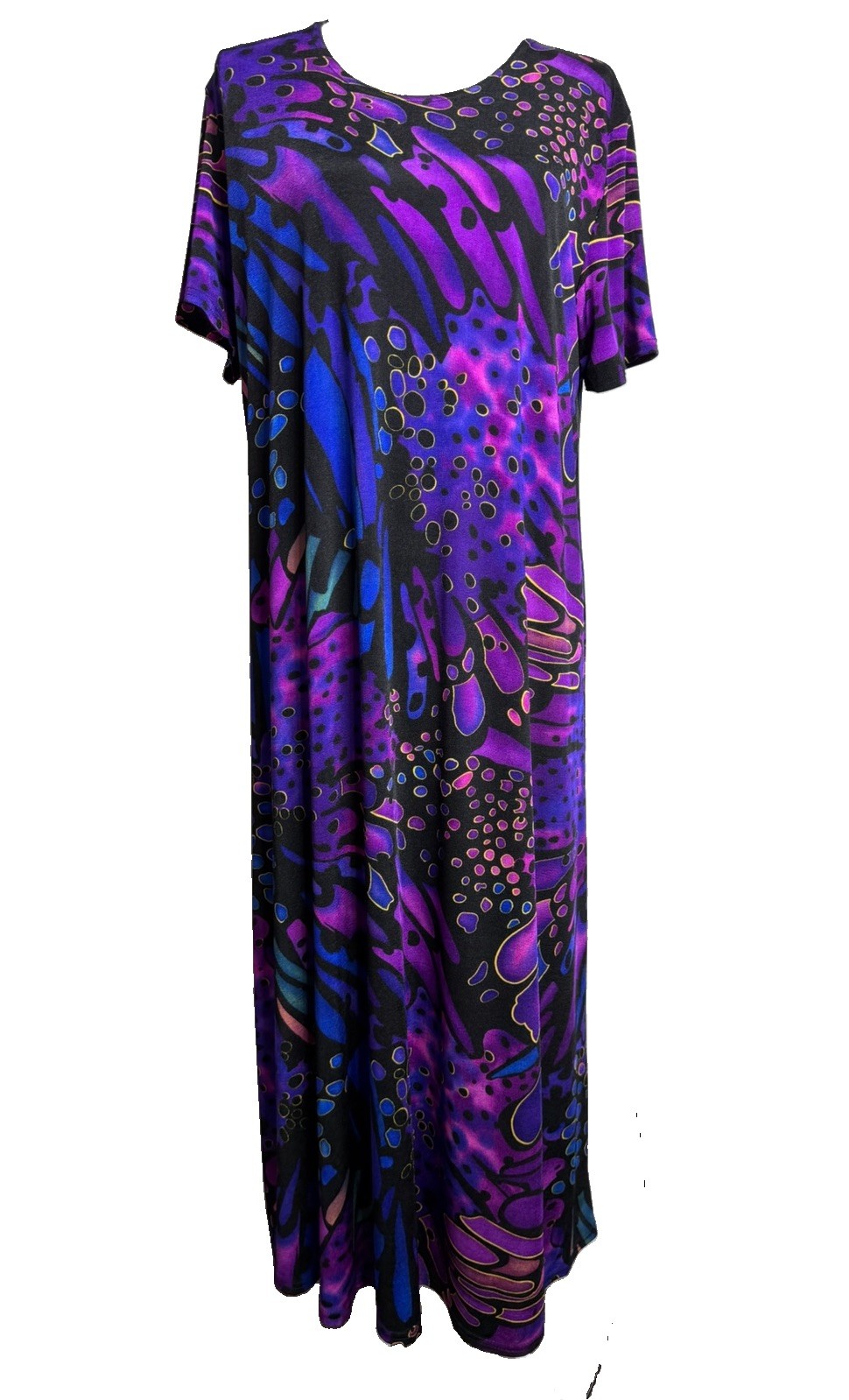 Vintage 90’s Jostar XL Vibrant Abstract Butterfly Slinky Maxi Dress Travel