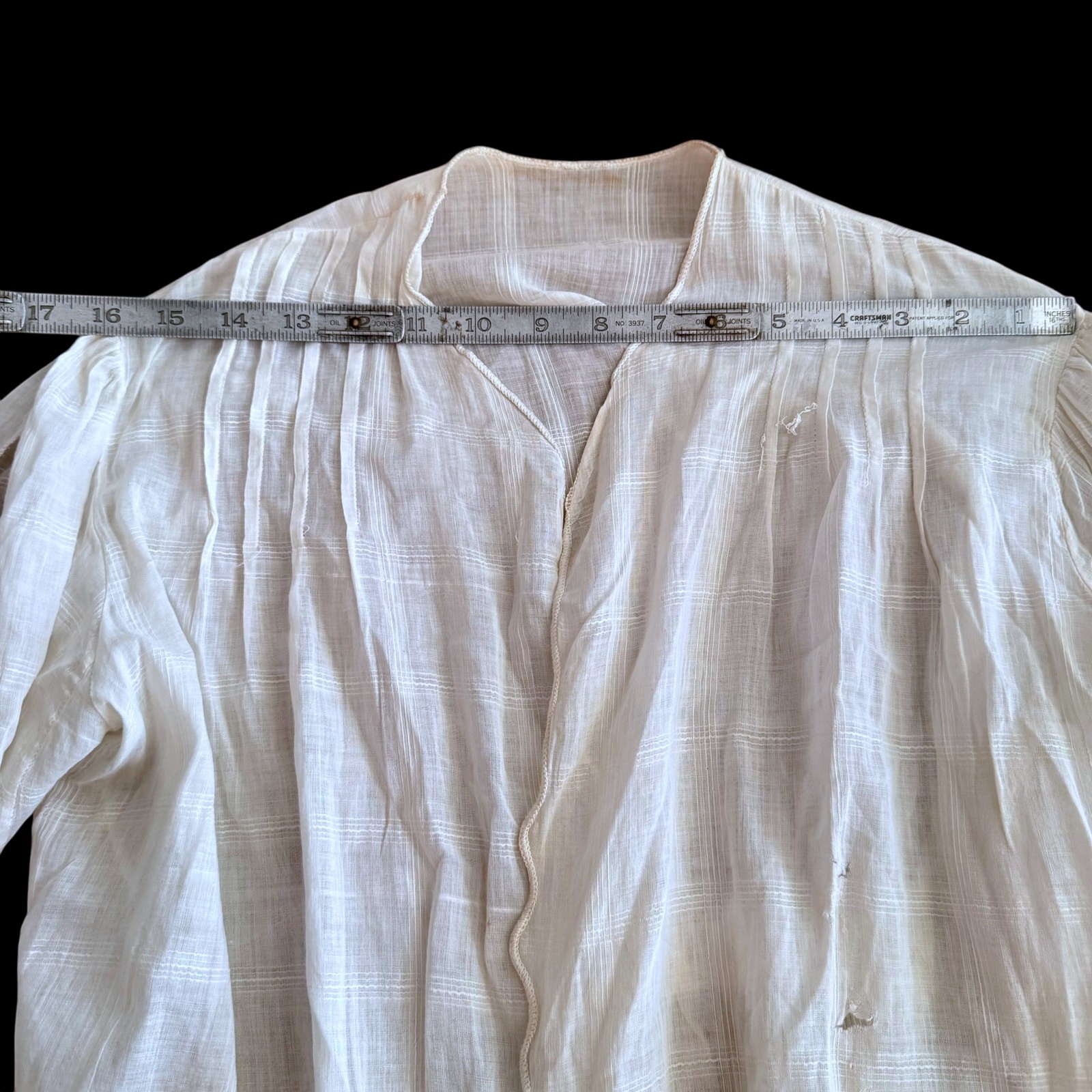 Antique Edwardian 1910s White Cotton Voile Open Blouse Lawn Jacket Size Small