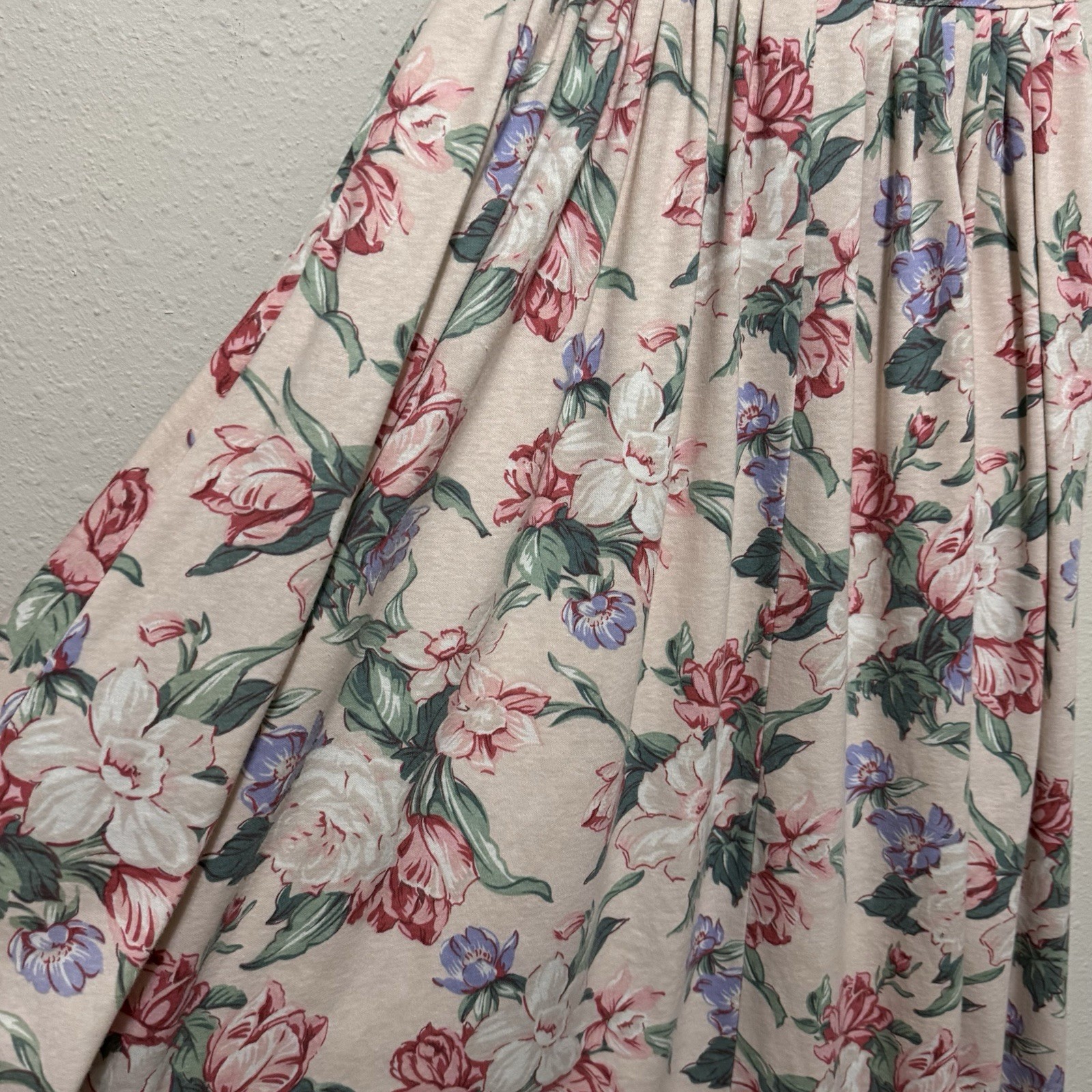 Vintage Carol Anderson California Floral Dress size Medium cottage romantic pink