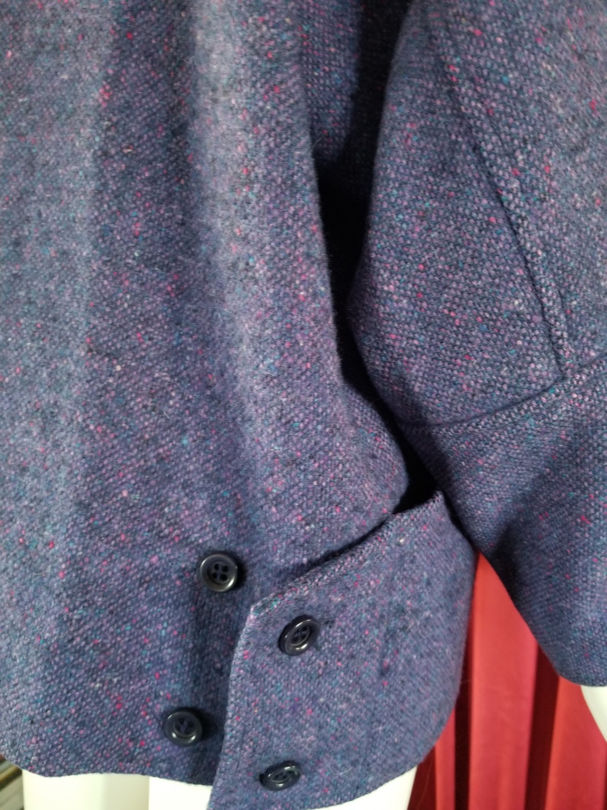 1960’s HOURIHAN Donegal Tweed Pure Wool Womens Vintage Coat Purple Ireland 14