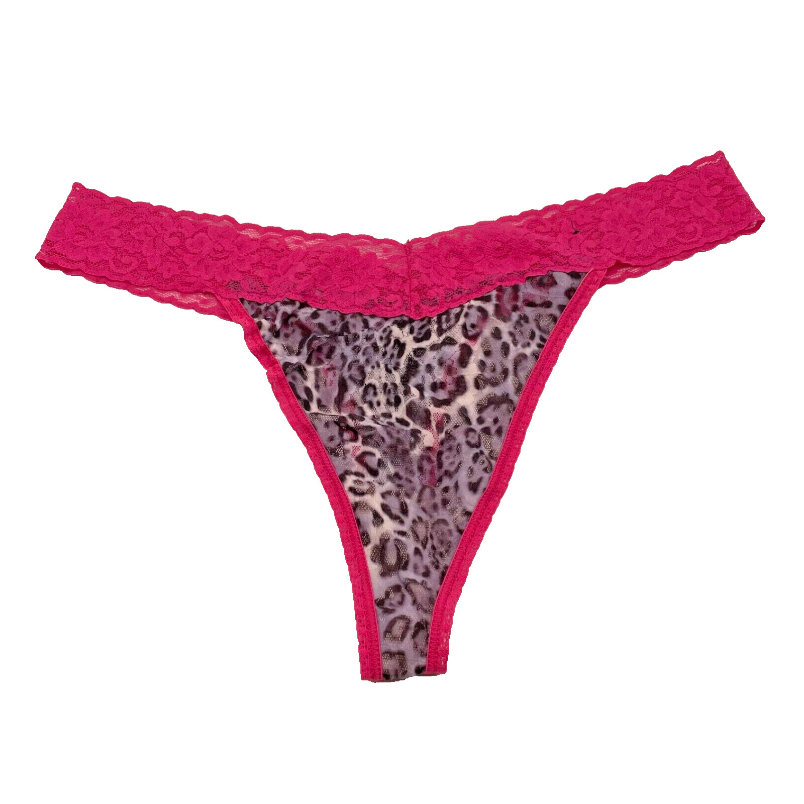 Y2K Ambrielle Animal Print Mesh Floral Lace Low Rise Thong Bikini Panties 9/XXL