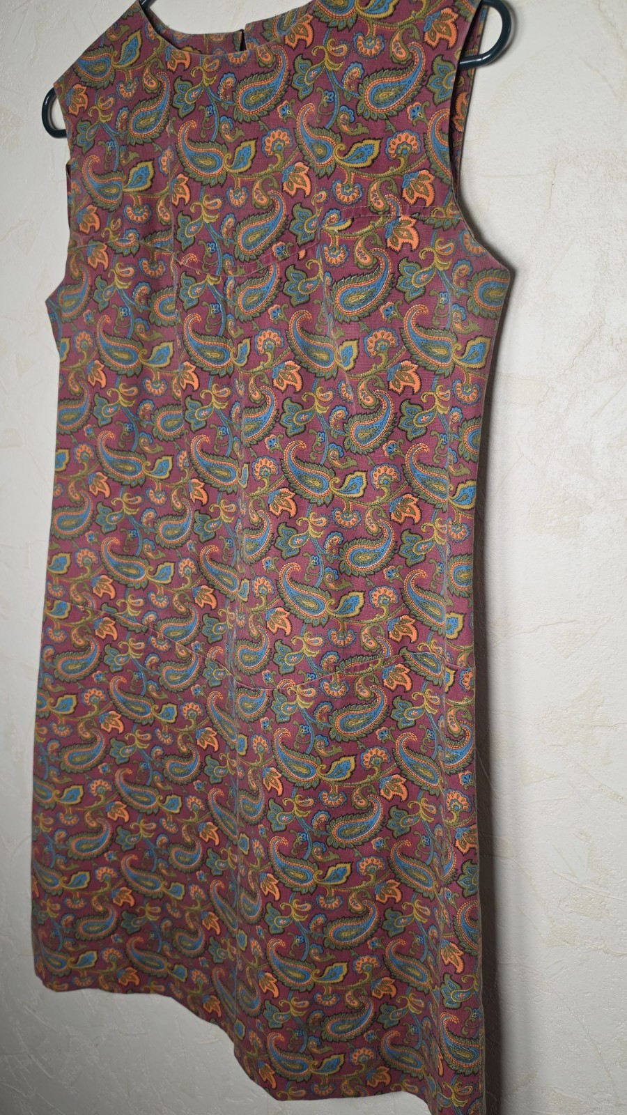 Vtg 60s 70s Paisley Sleeveless Shift Dress Boho Retro Groovy Mod Size Small