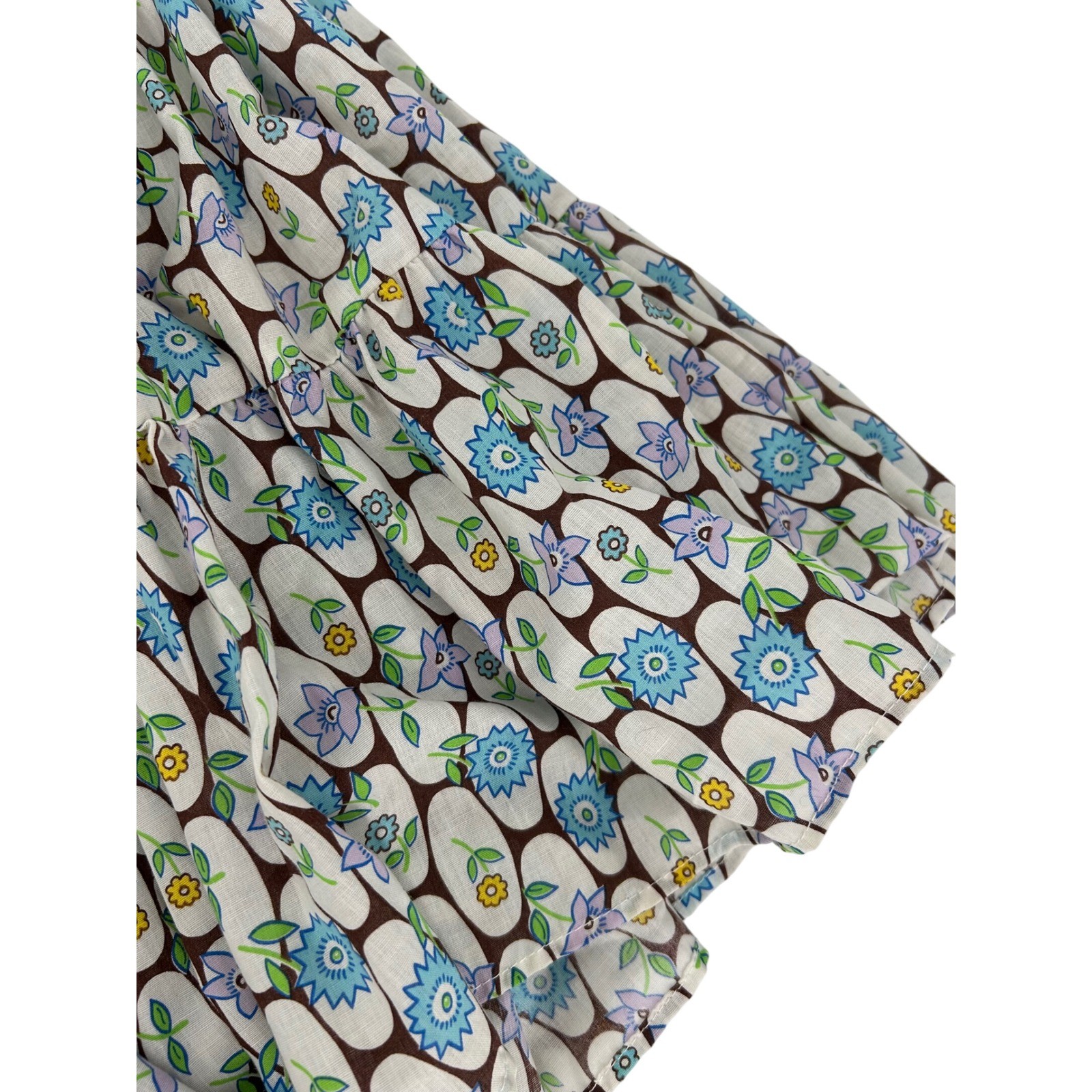 Pete Bettina Vintage Floral Tiered Square Dance Skirt Blue Ruffle Print Large