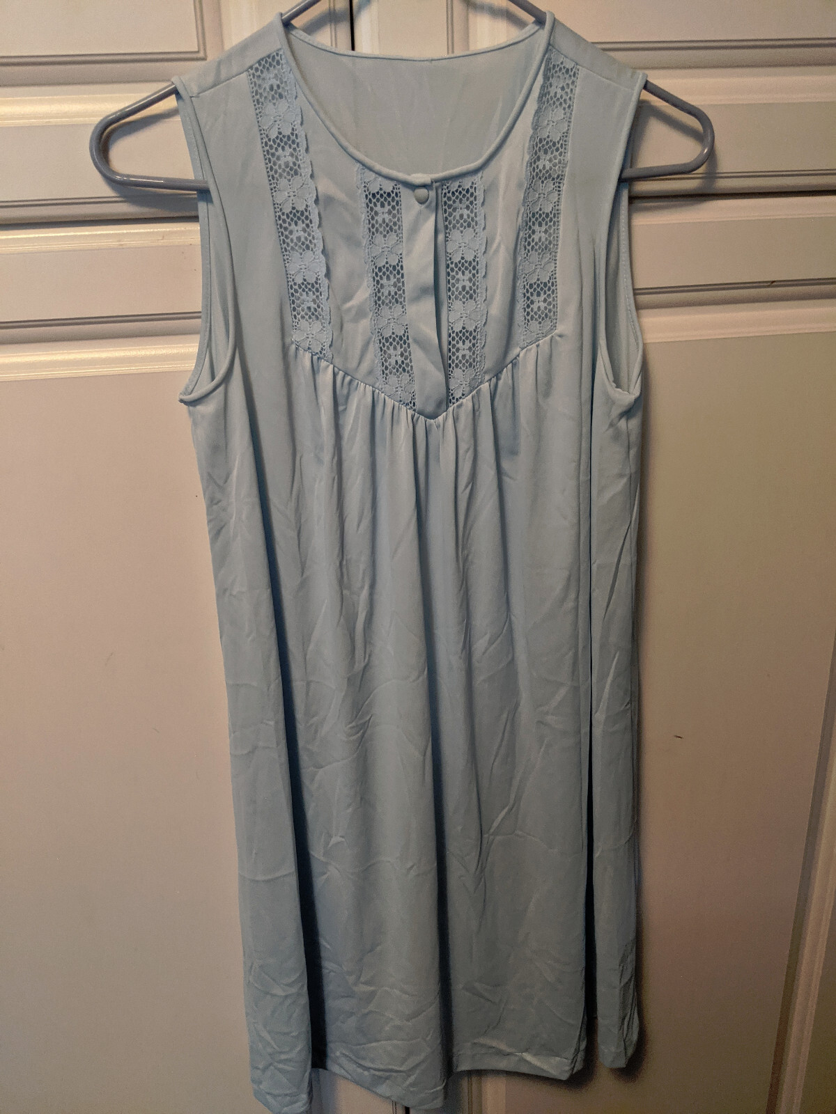 VANITY FAIR Powder Blue Nightgown Petite Dupont Nylon Antron vintage