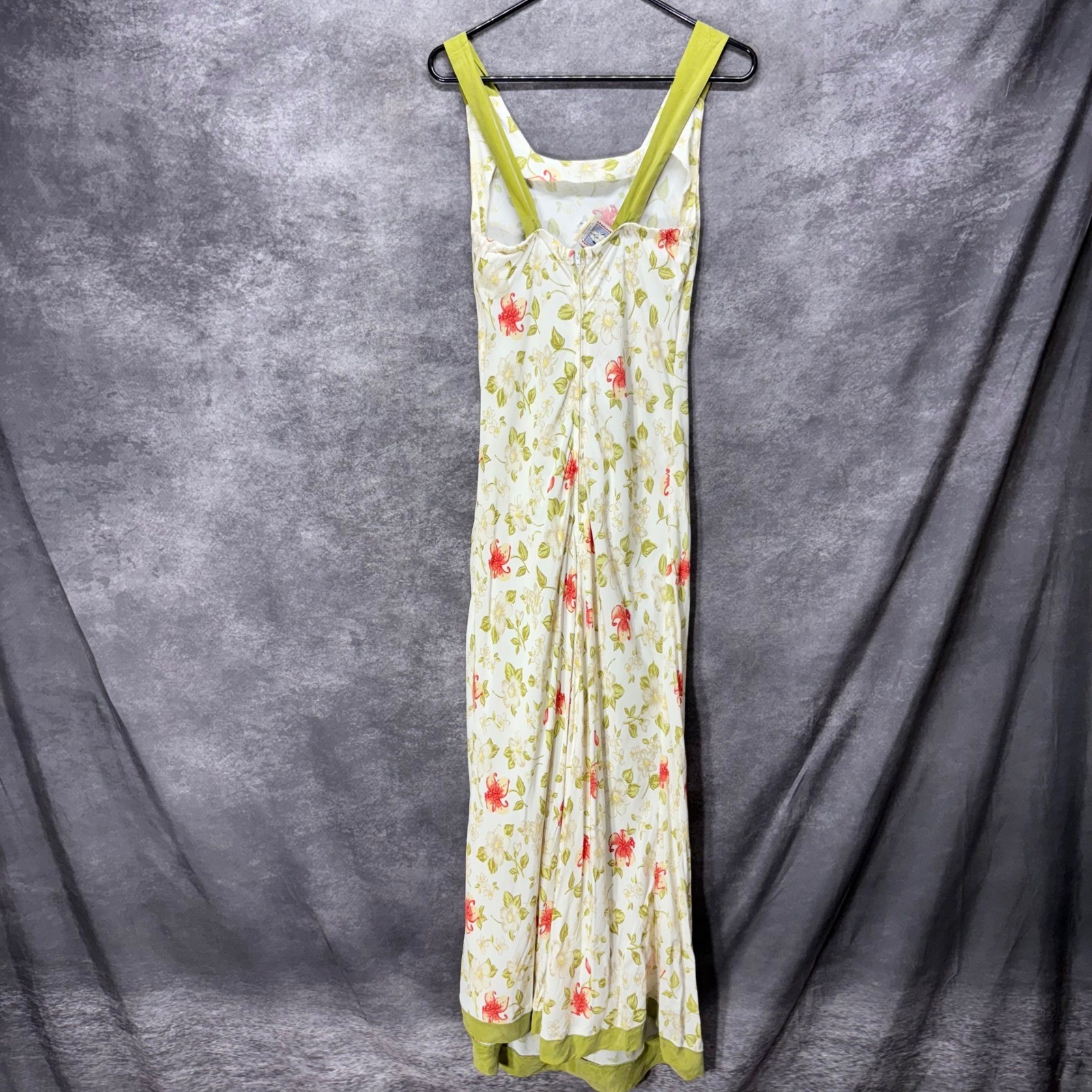 VTG Desert West Sherry Holt Floral Maxi Slip Dress S Cream Green Fairy Country