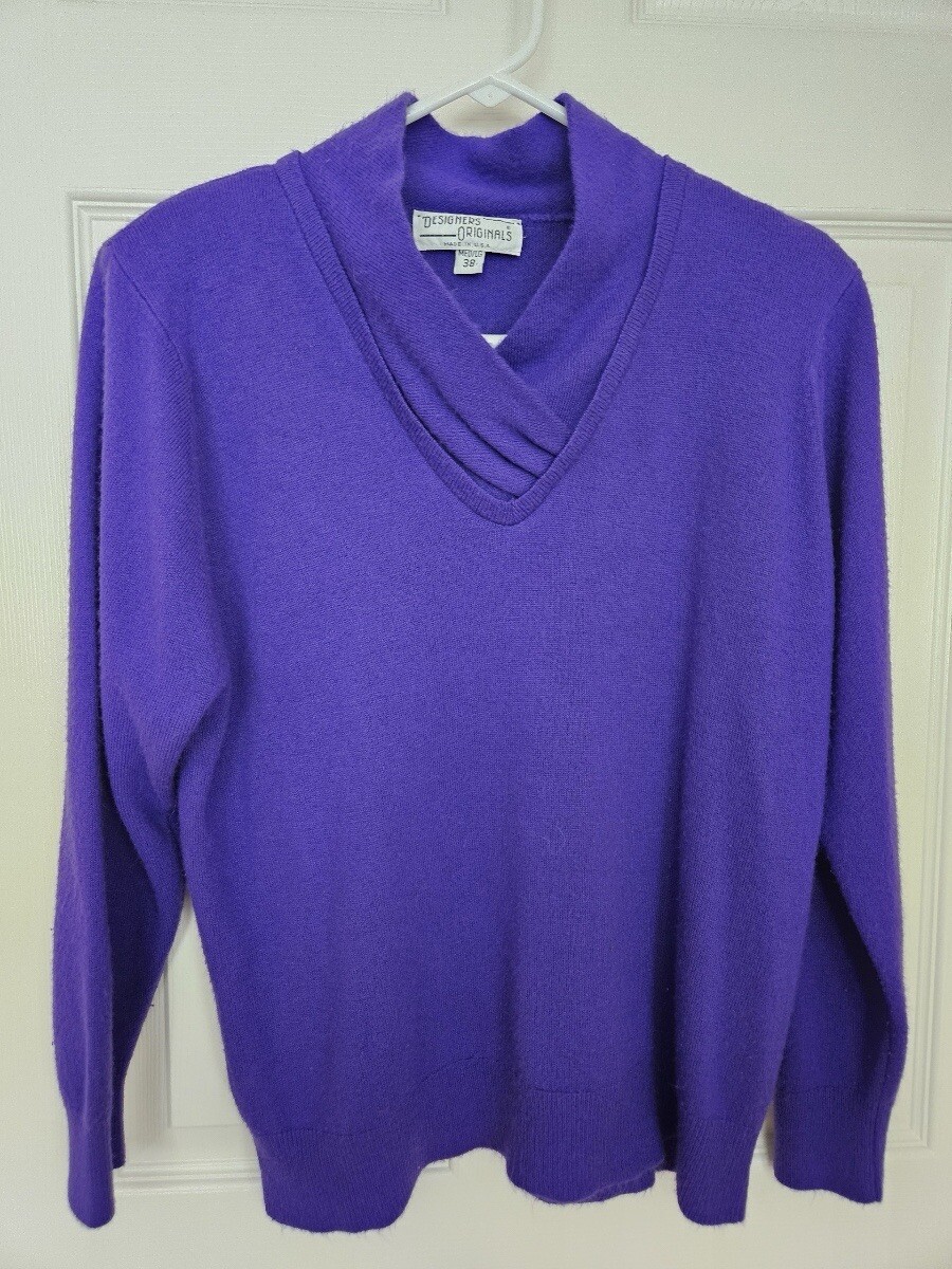 Women’s Vtg Designers Originals Acrylic Purple Pullover Sweater Size Med/Lrg 38