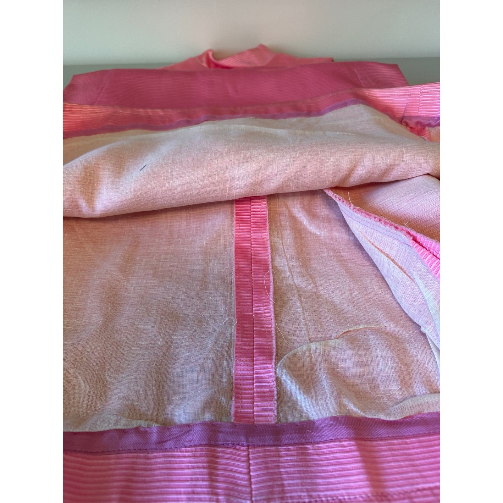 Vintage 70s Pink Ribbed Mock Neck Rhinestone Button Column Gown