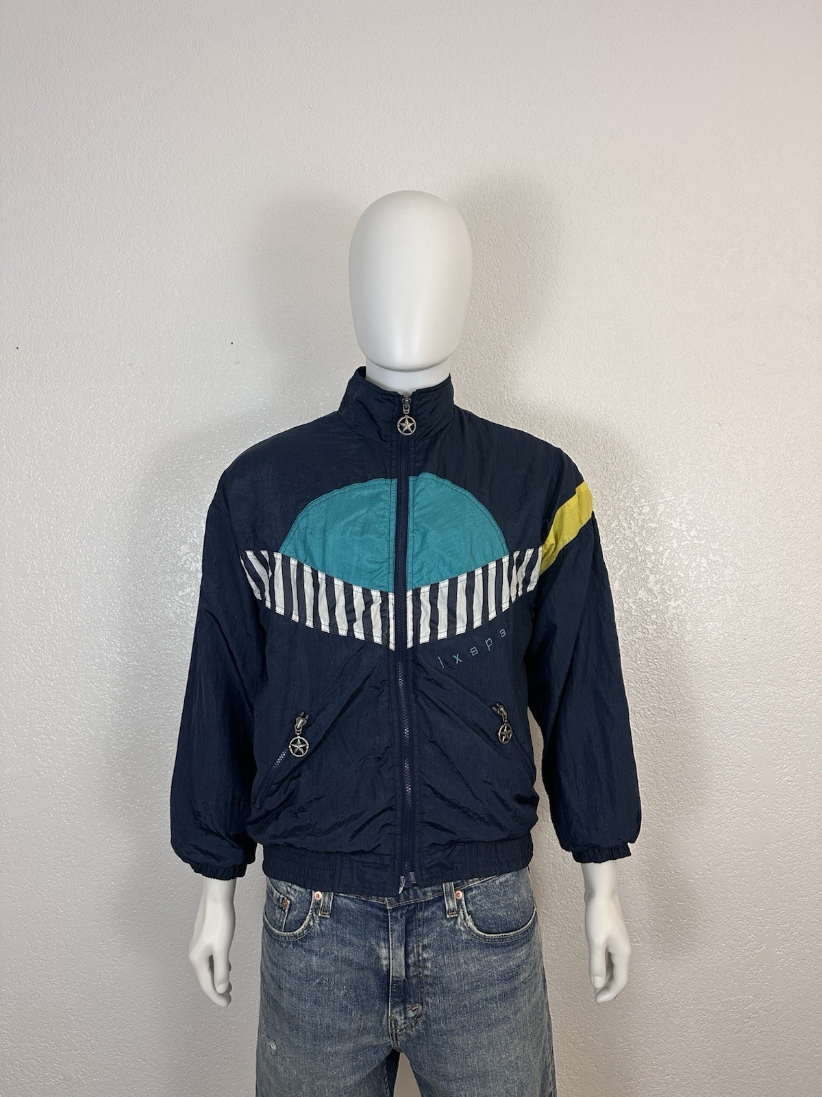 Vintage IXSPA Windbreaker Jacket Jamie Sadock 80s 90s Nylon Star Zipper Sz S