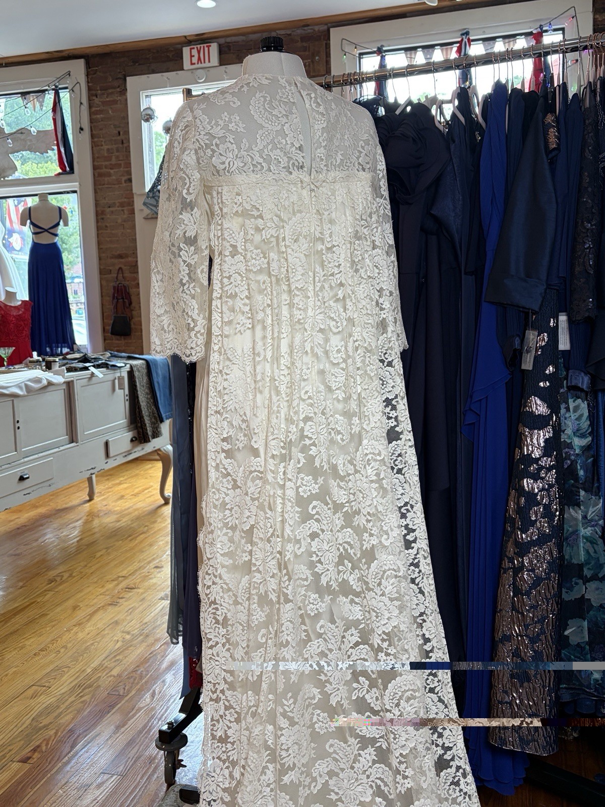 VTG silk wedding gown handmade from 1969 watteau lace train over 7 ft sz 8