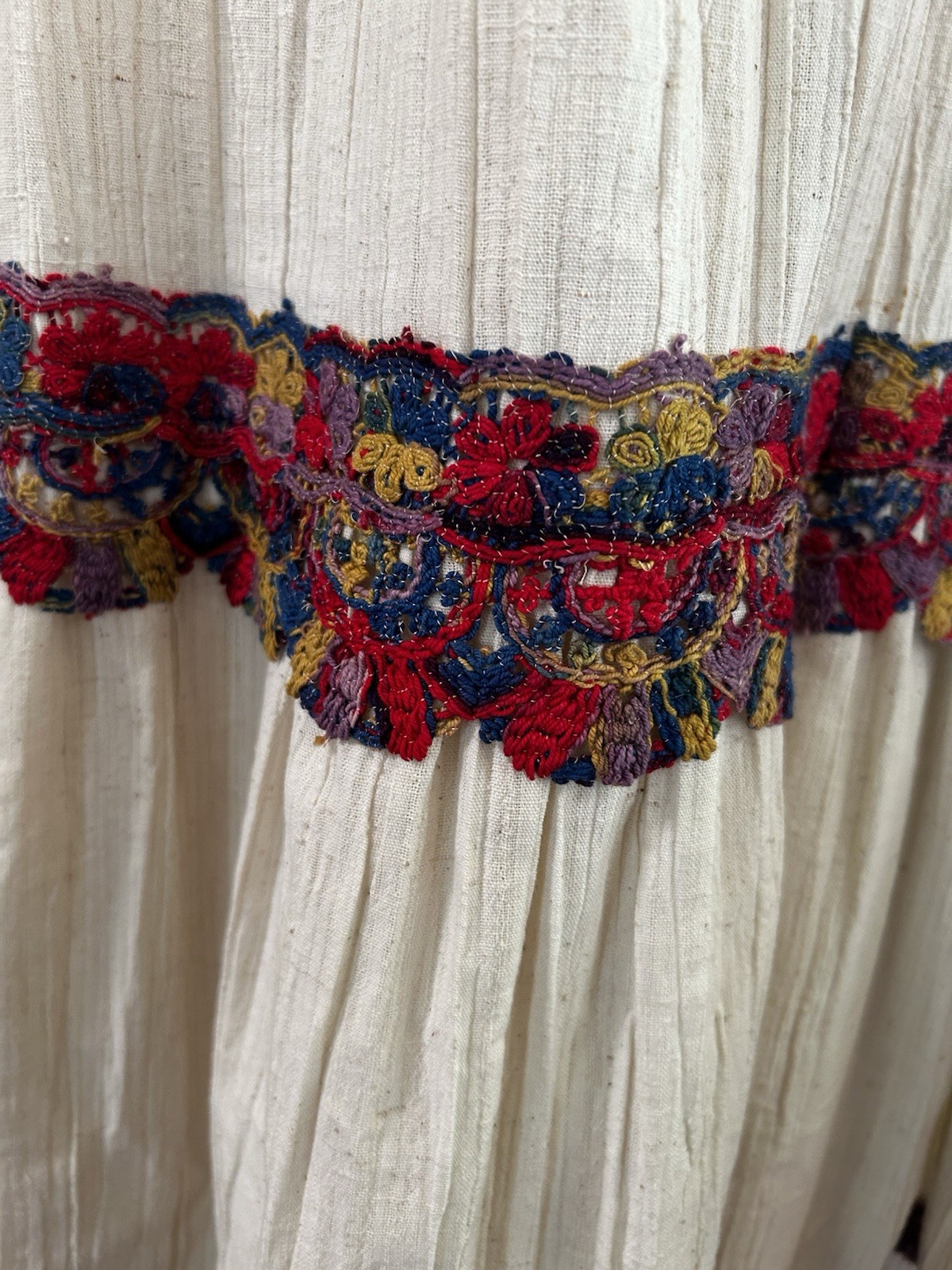 VTG 1960s Embroidered Festival Photo Shoot Mexican Folk Wedding Maxi Dress S