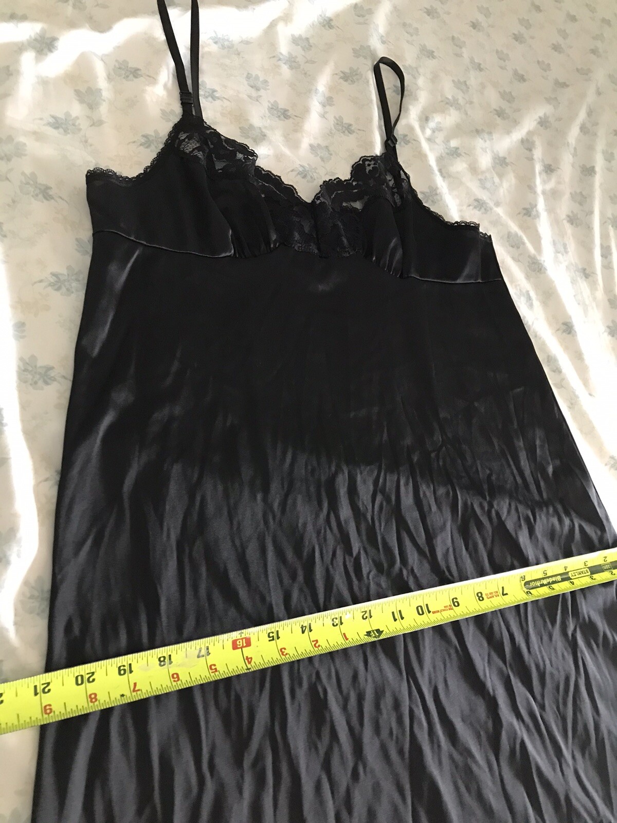 Vintage Vassarette Black Lace Slip Dress Size 24” 38/44