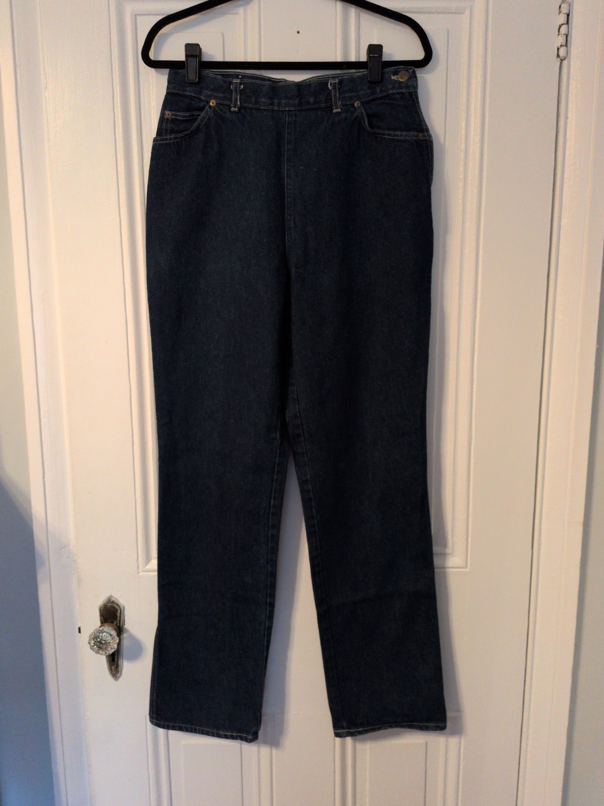 Vintage Chic Jeans Flat Front Women’s High Rise Size 6 Dark Wash Tapered Leg USA