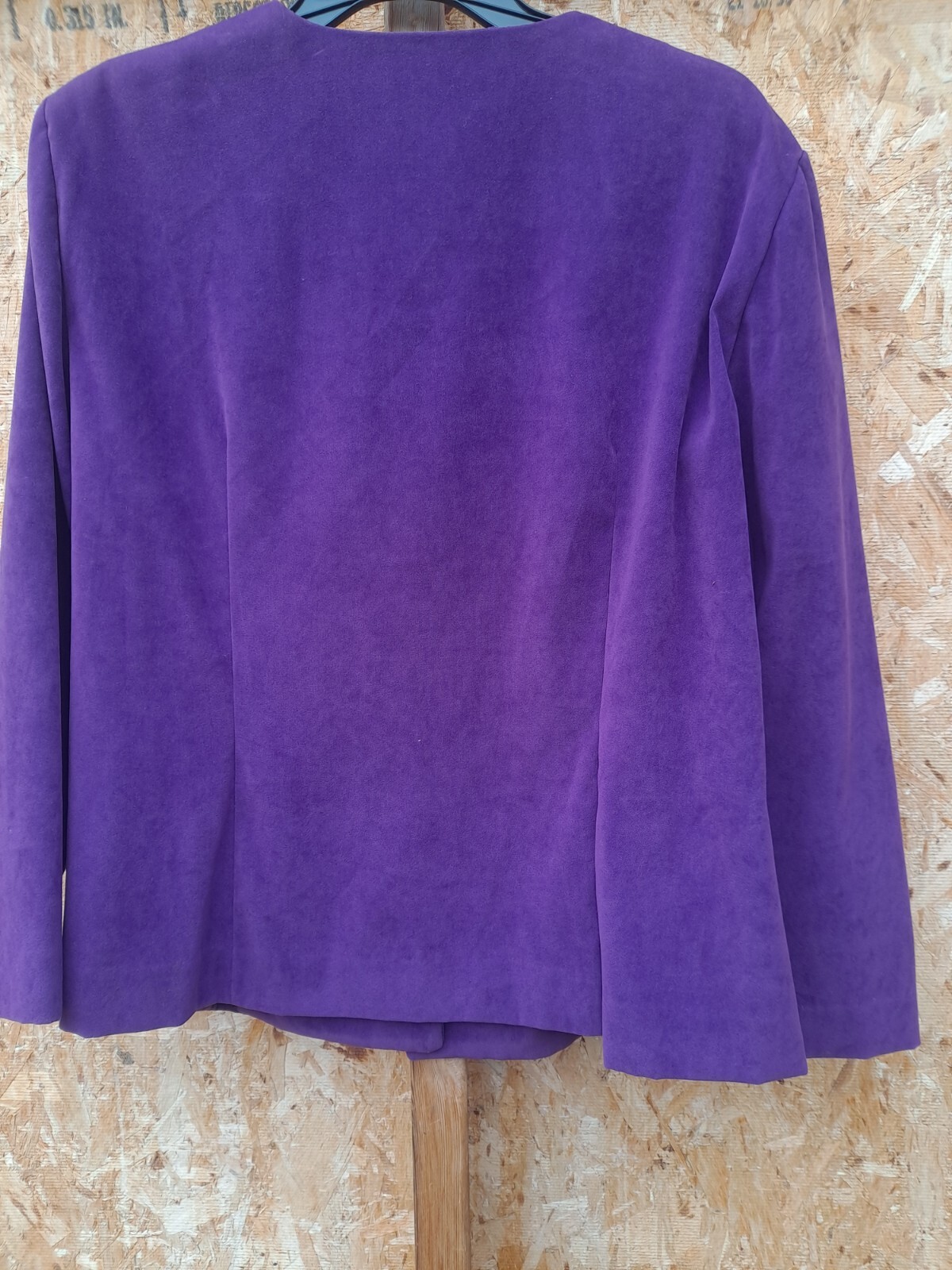 Womens Leslie Fay Vintage Faux suede short collarless jacket 14wp