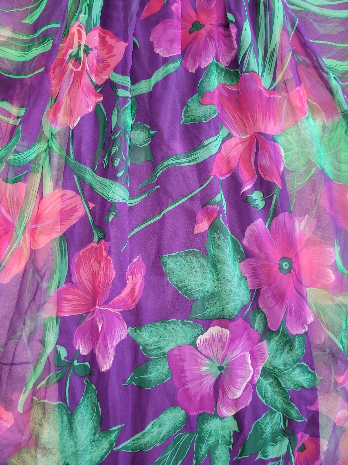 VTG KIYOMI HAWAII Liberty House Maxi Dress purple floral muumuu sheer small 60s